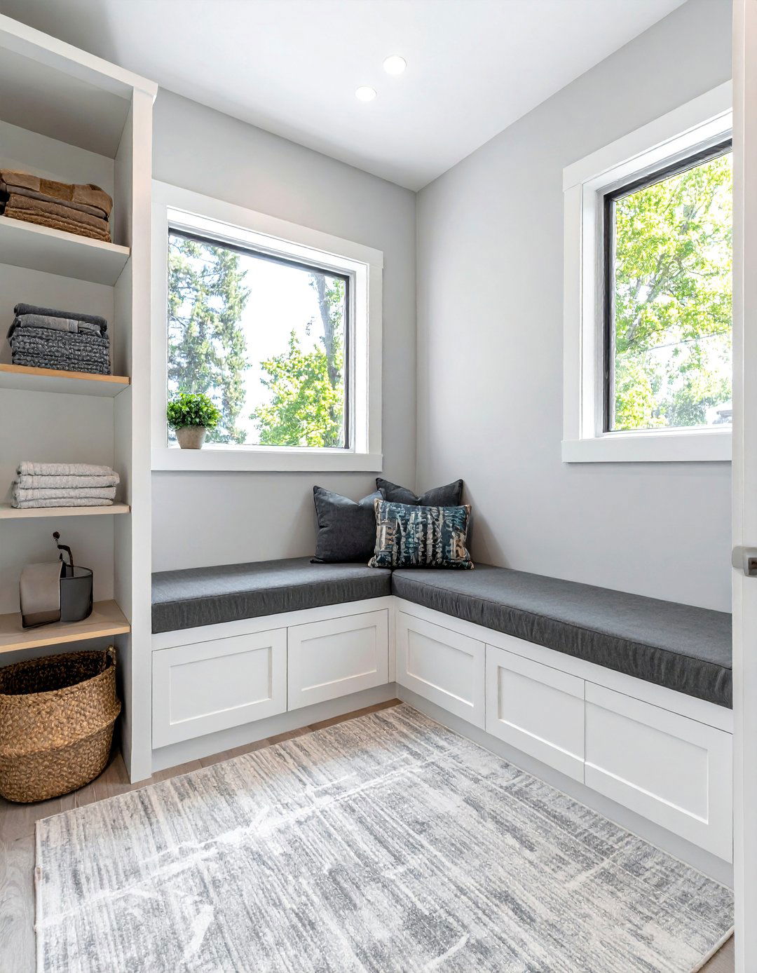 Laundry Room with a Cozy Seating Nook - 30 Luxury Modern Laundry Room Ideas for Stylish Homes