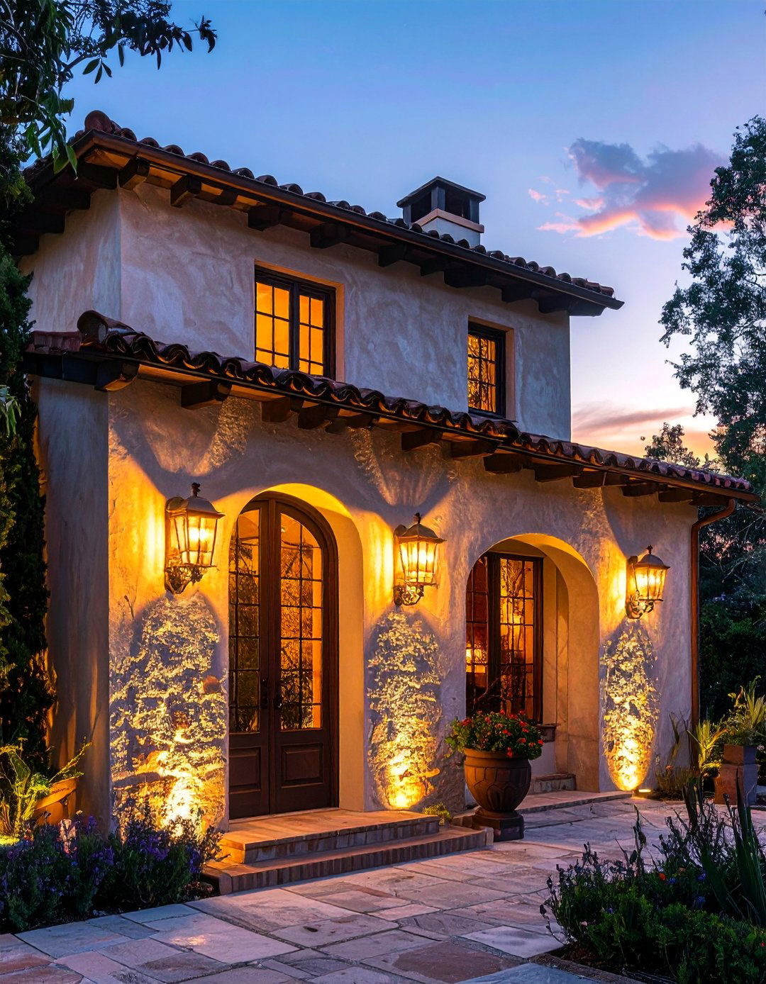 Layered Exterior Lighting Spanish Bungalow Exterior - 25 Spanish Bungalow Exterior Ideas for Timeless Appeal