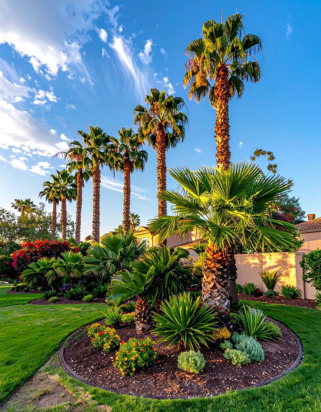 Layered Heights with Different Palm Species - 35 Front Yard Palm Tree Landscape Design Ideas