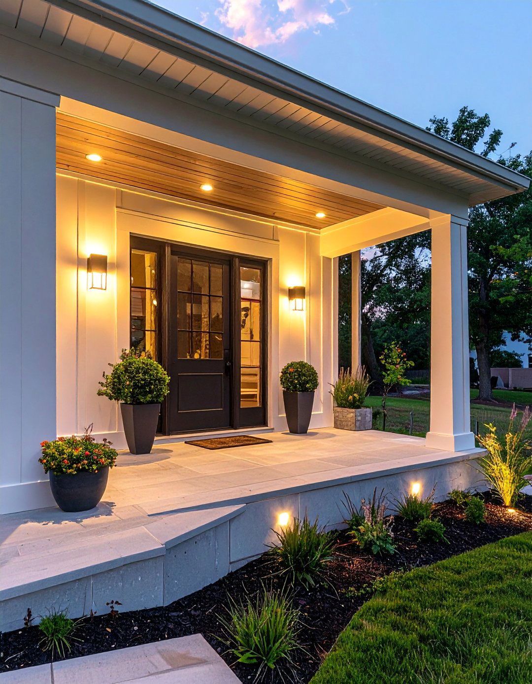 Layered Lighting with Multiple Sources - 20 Front Porch Lighting Ideas to Enhance Your Home's Curb Appeal