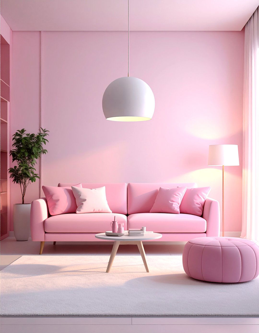 Layered Pink and White Lighting Fixtures - 20 Pink and White Living Room Ideas for a Cozy Look