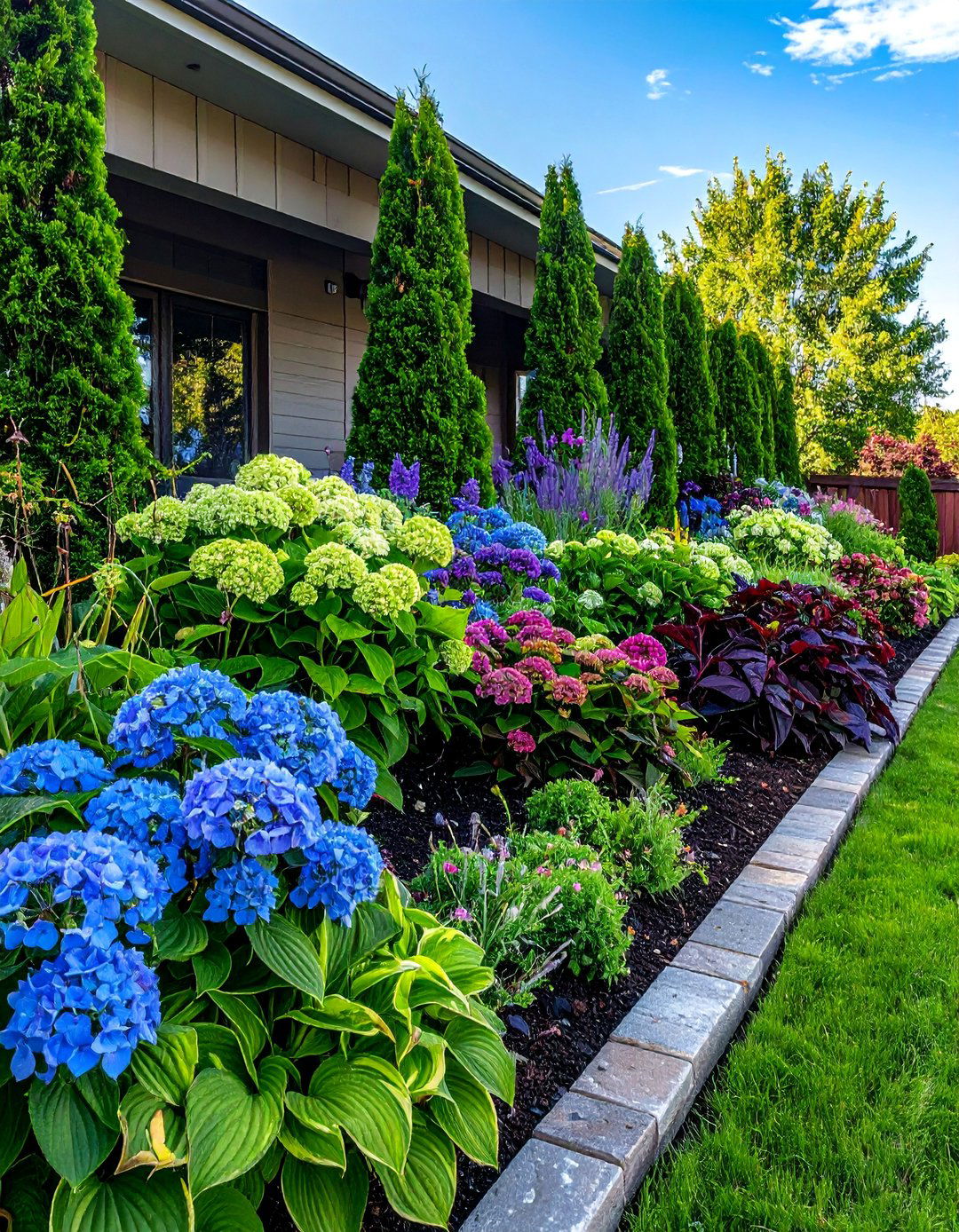 Layered Plantings in Front of a Ranch House - 30 Ranch House Landscaping Ideas for Curb Appeal