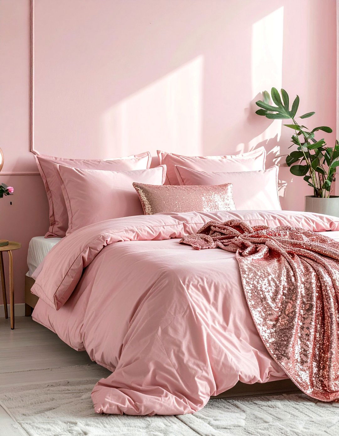 Layered Rose Gold and Blush Pink Bedding - 15 Rose Gold Bedroom Ideas for a Glamorous Look