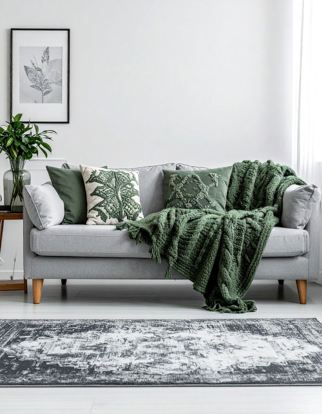 Layered Textures in Grey and Sage Green - 20 Grey and Sage Green Living Room Ideas