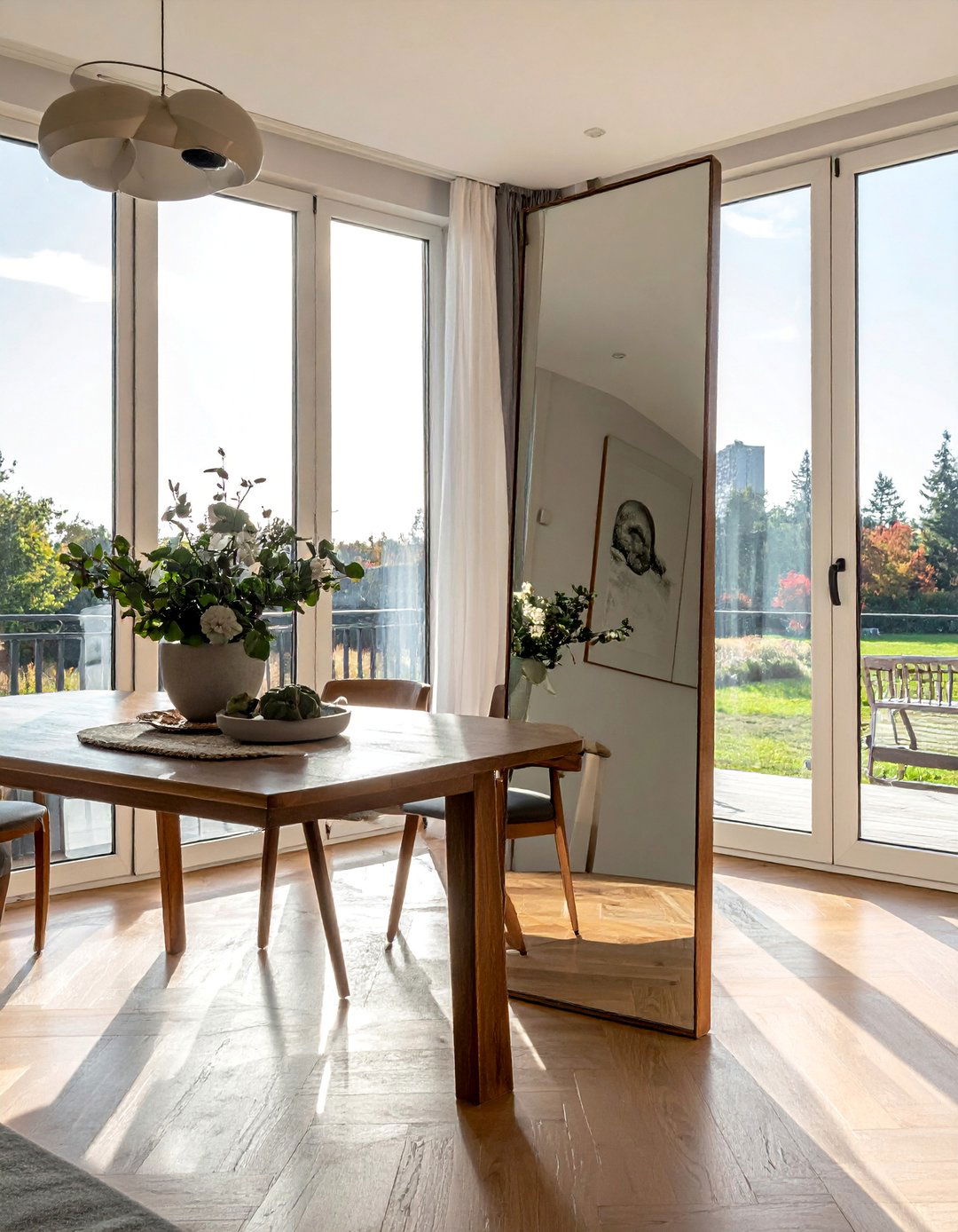 Leaning Floor Mirror - 25 Dining Room Mirror Ideas to Reflect Your Style