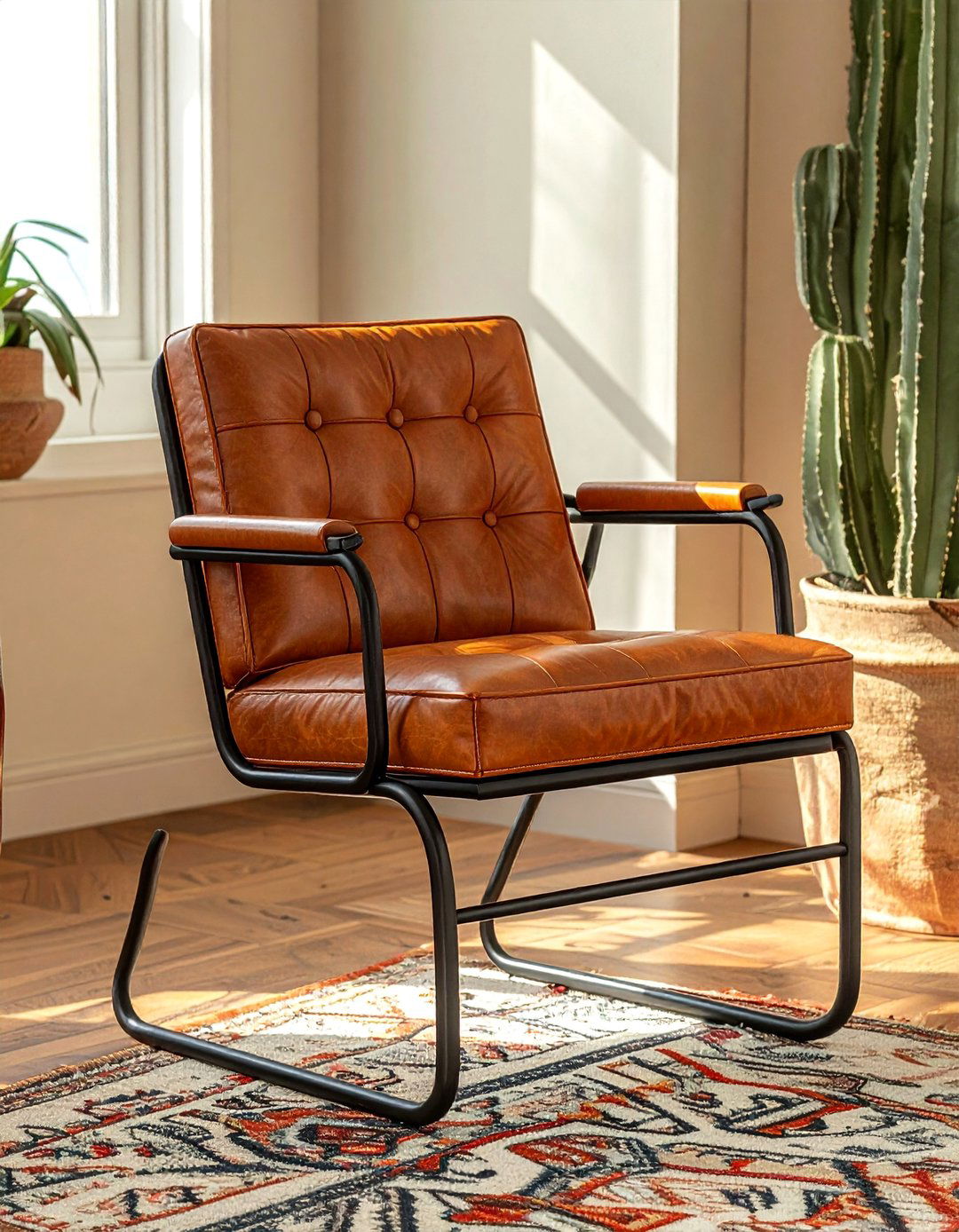 Leather and Iron Accent Chair Southwestern Living Room - 25 Southwestern Living Room Ideas for a Cozy Retreat