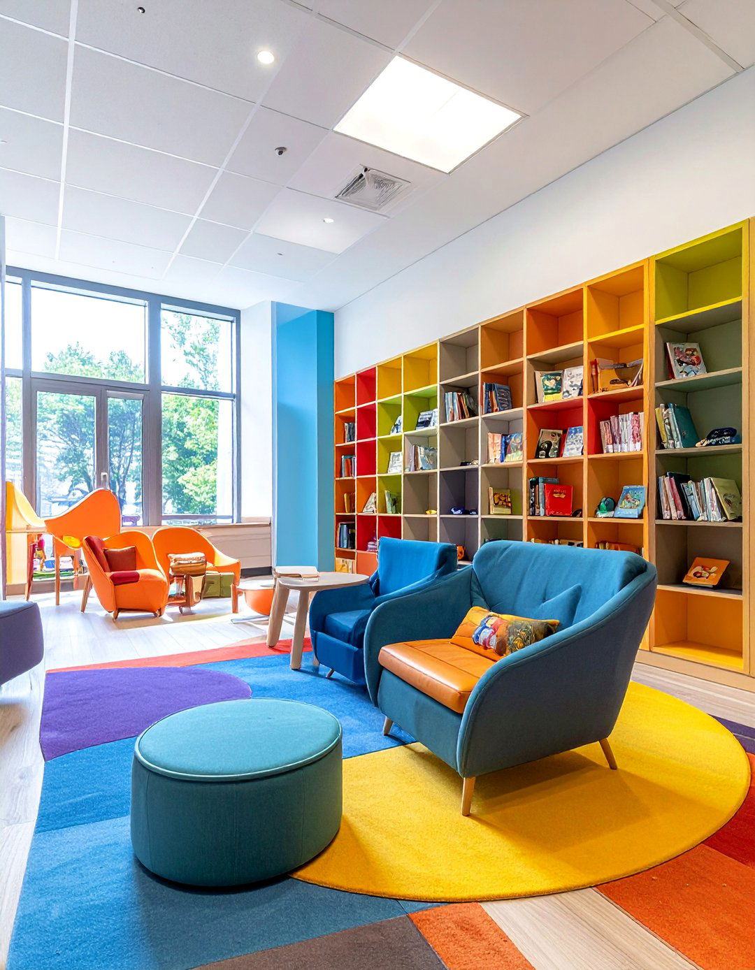 Library Reading Center - 40 Fun and Functional Playroom Ideas for Kids