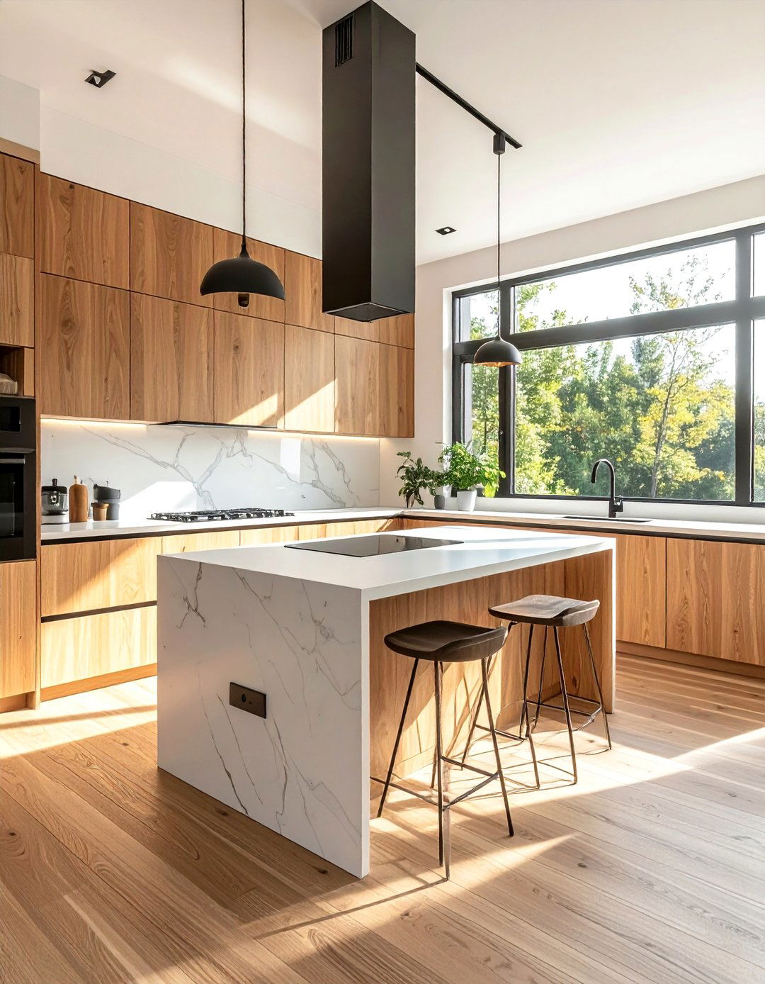 Light Brown Oak Kitchen with Natural Light - 20 Brown Kitchen Ideas for a Warm, Earthy Feel