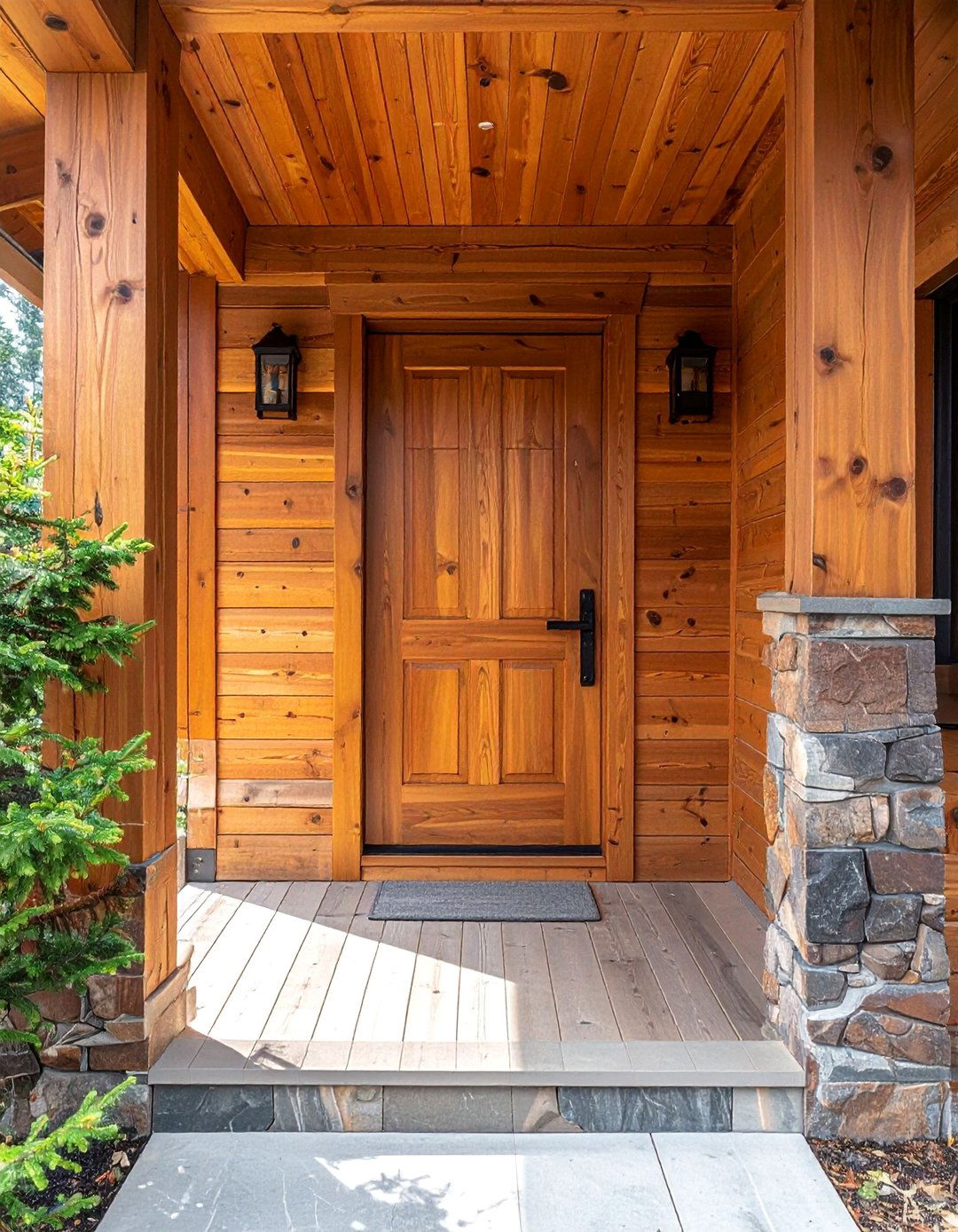 Light Honey Stained Cedar Front Door - 20 Cedar Front Door Colors Ideas to Boost Curb Appeal
