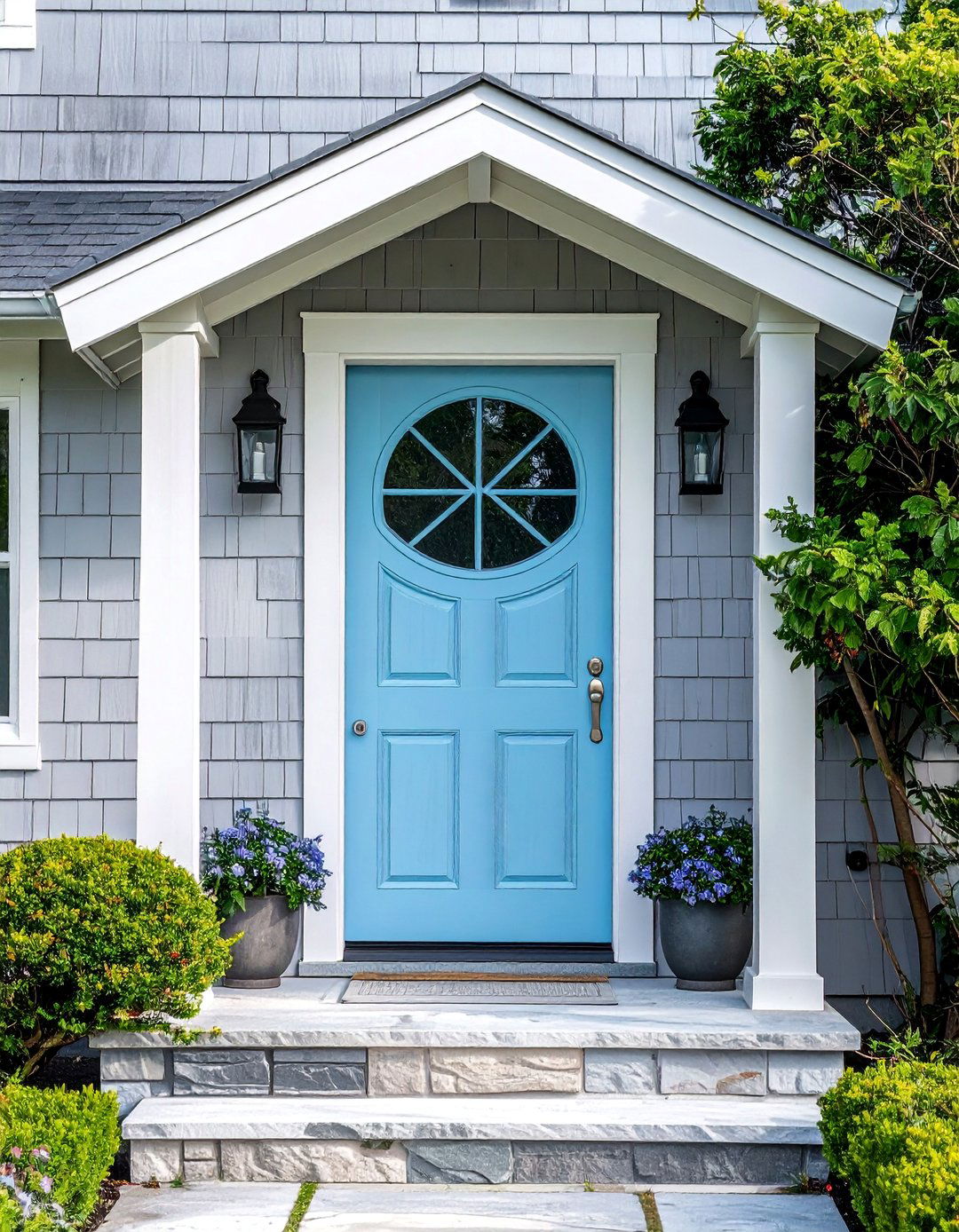 Light Sky Blue Cedar Front Door - 20 Cedar Front Door Colors Ideas to Boost Curb Appeal