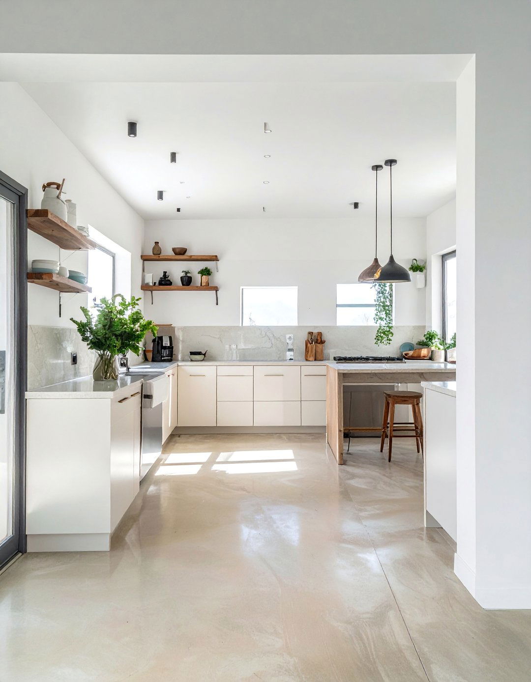 Light Stained Concrete Floor Kitchen for an Airy Feel - 25 Concrete Floor Kitchen Ideas for a Sleek Look