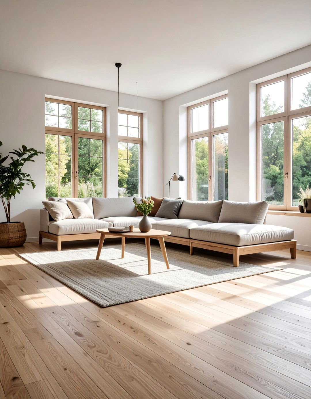 Light Washed Wood Flooring for a Rustic Scandinavian Living Room - 30 Rustic Scandinavian Living Room Ideas for a Cozy Vibe