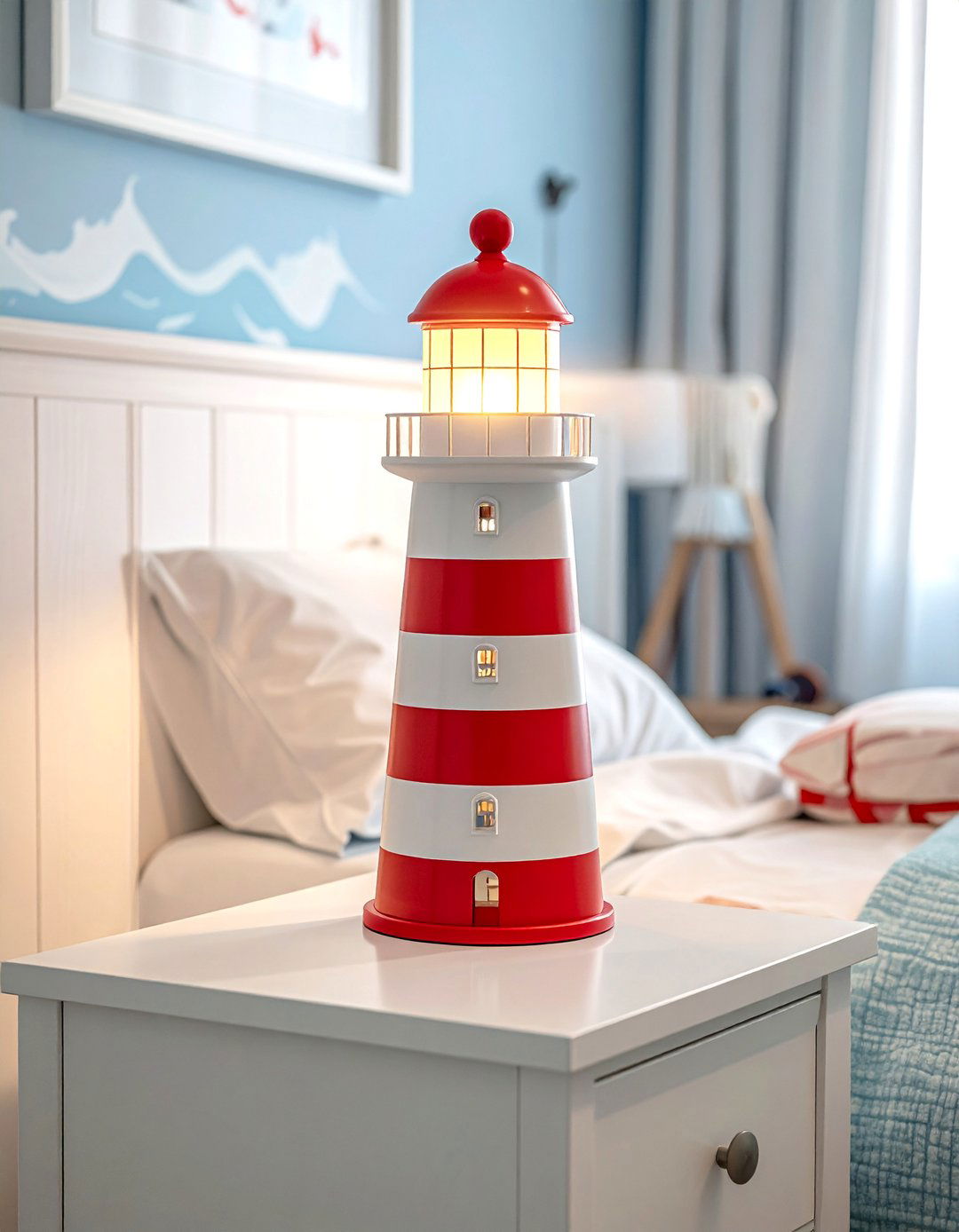 Lighthouse Shaped Nursery Lamp - 20 Ocean-themed Nursery Ideas for a Calm and Serene Space