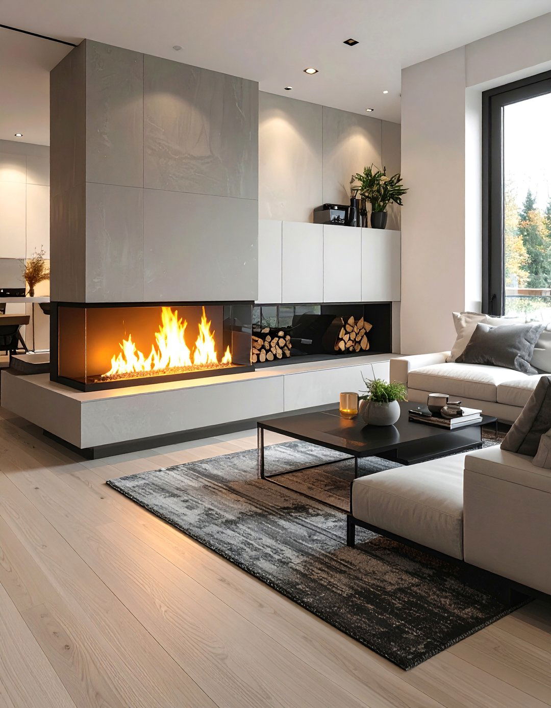 Linear Gas Fireplace Designs - 40 Modern Fireplace Ideas to Warm Up Your Home