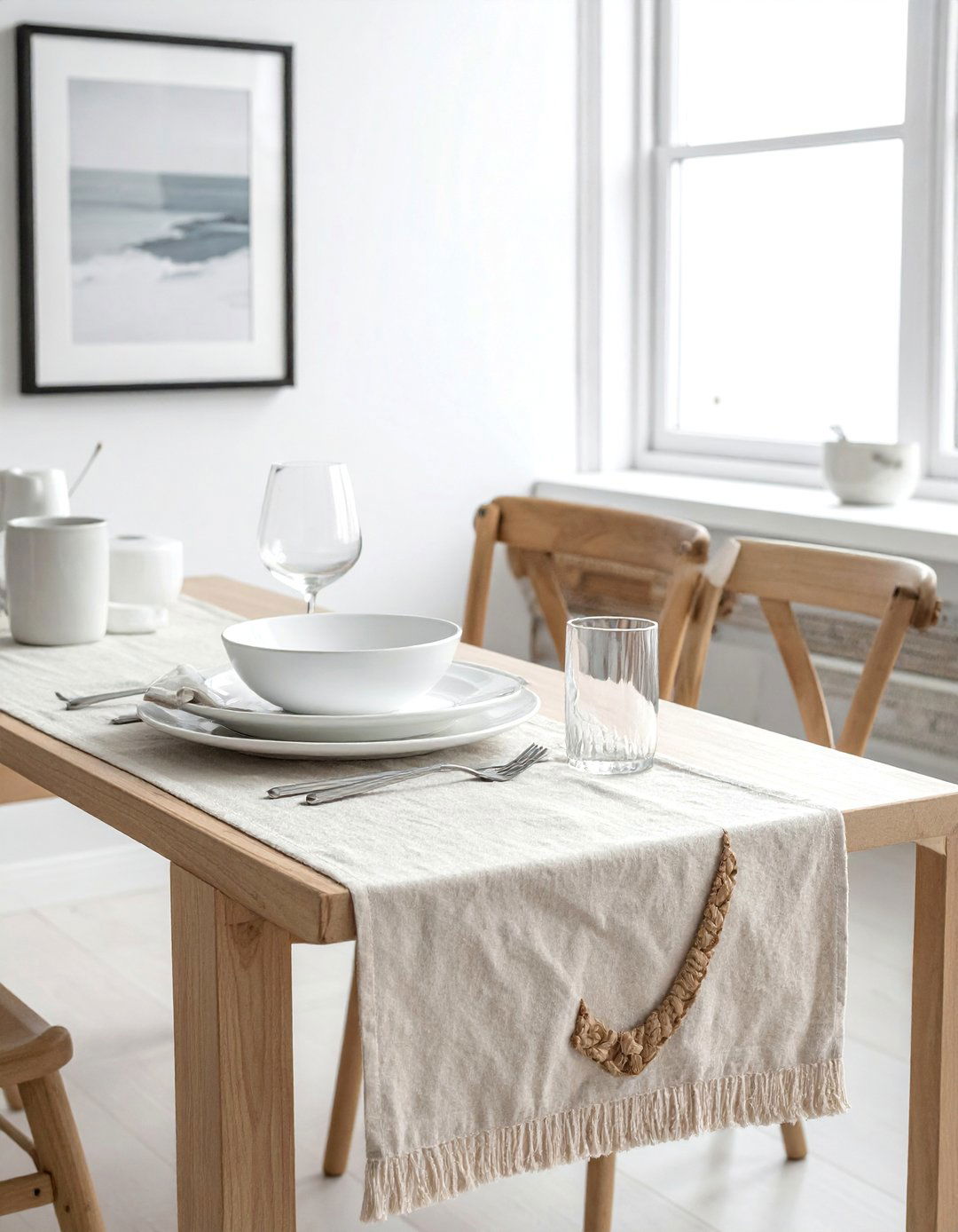 Linen Table Runner and Napkins - 20 Coastal Dining Room Ideas for a Beachy Vibe