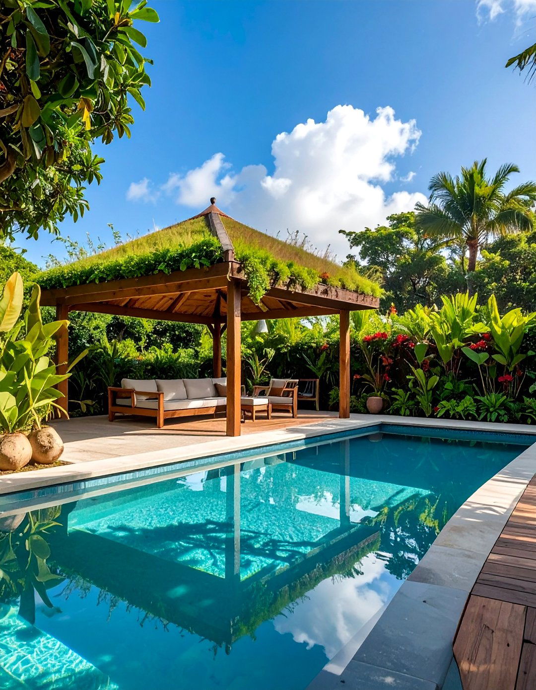 Living Roof Eco Pool Gazebo - 15 Pool Gazebo Ideas for a Relaxing Backyard Retreat