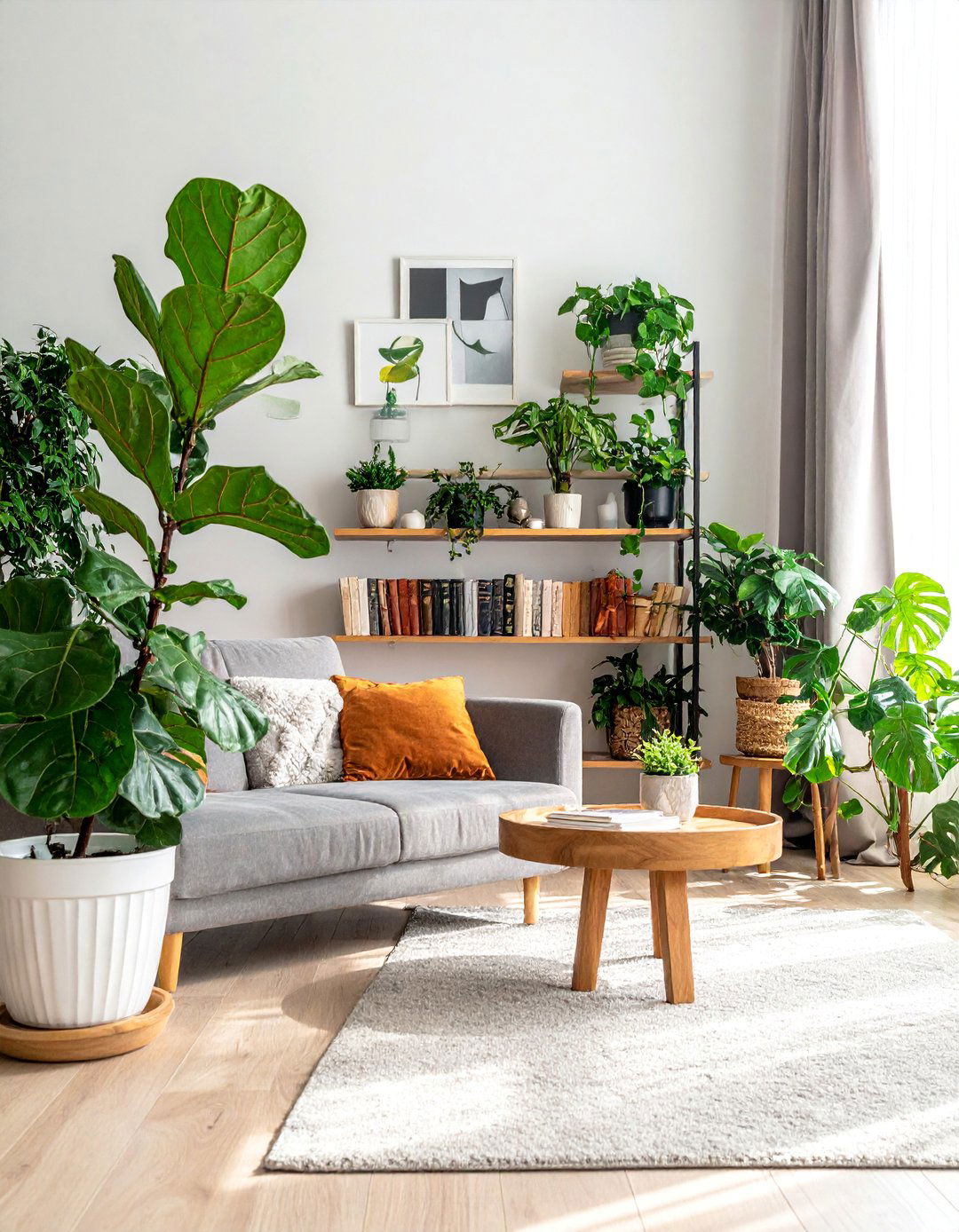 Living Room with Abundant Indoor Plants - 40 Living Room Decor Ideas for a Cozy and Chic Space