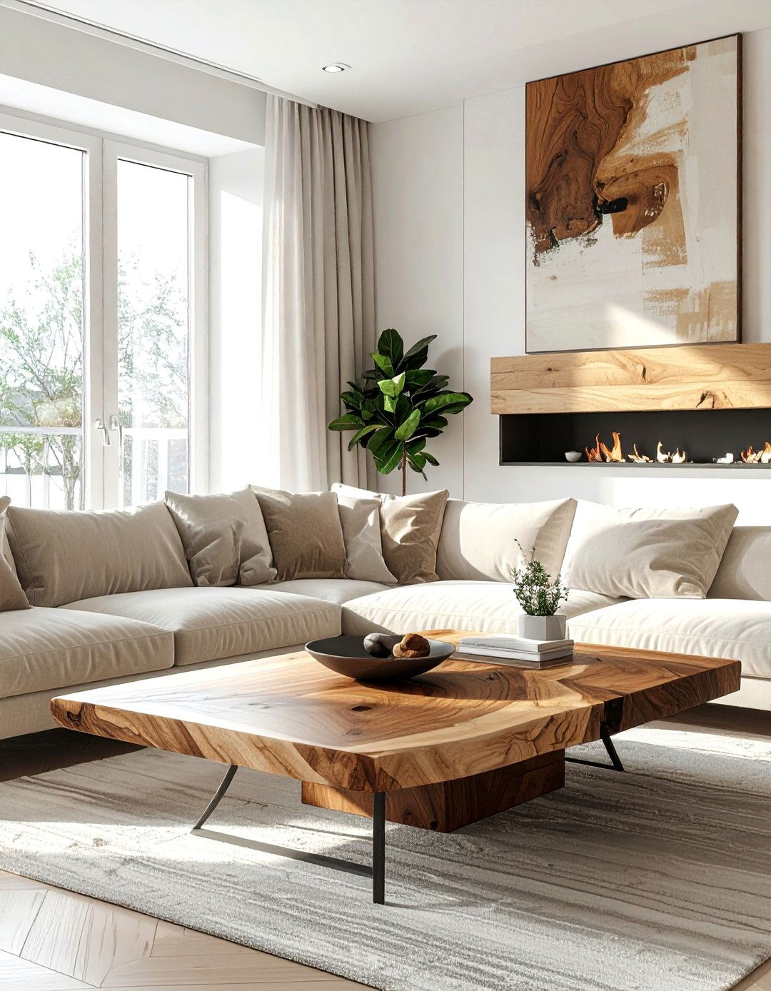 Living Room with Natural Wood Accents - 40 Living Room Decor Ideas for a Cozy and Chic Space