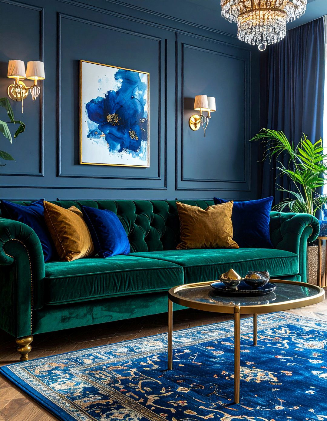 Living Room with Rich Jewel Tones - 40 Living Room Decor Ideas for a Cozy and Chic Space