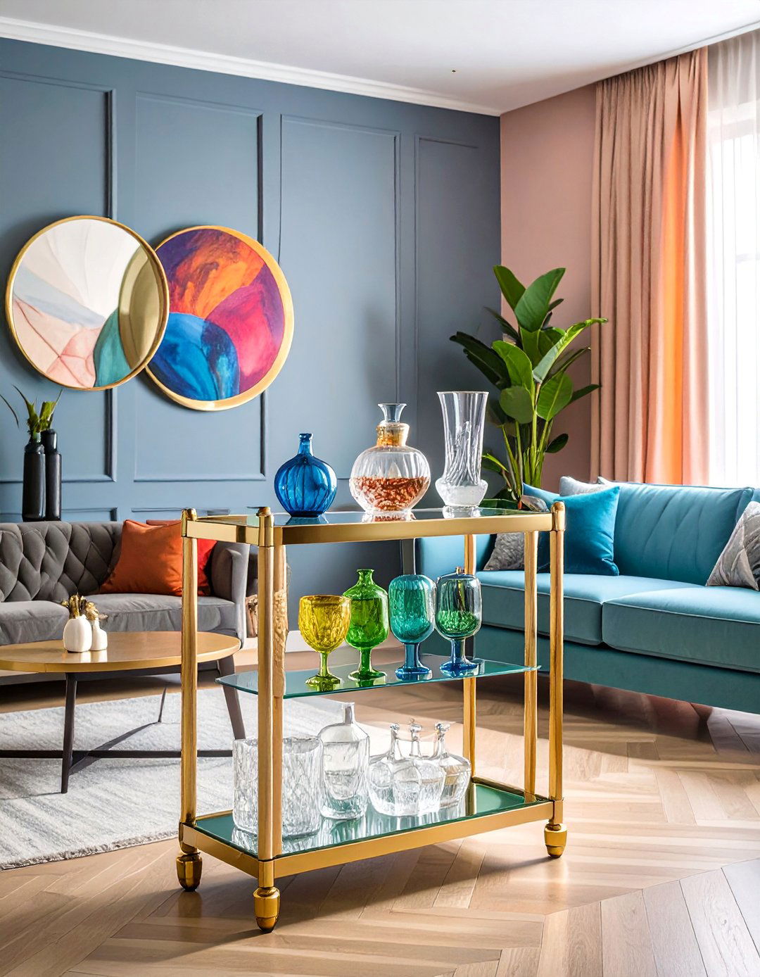 Living Room with a Bar Cart - 40 Living Room Decor Ideas for a Cozy and Chic Space