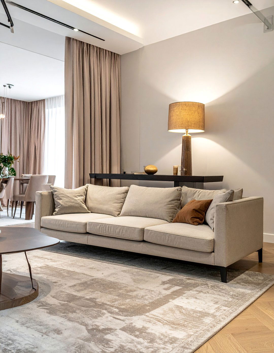 Living Room with a Console Table Behind the Sofa - 40 Living Room Decor Ideas for a Cozy and Chic Space