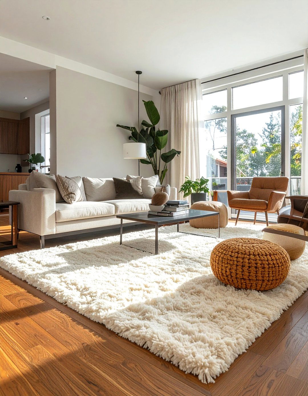 Living Room with a Plush High Pile Rug - 40 Living Room Decor Ideas for a Cozy and Chic Space