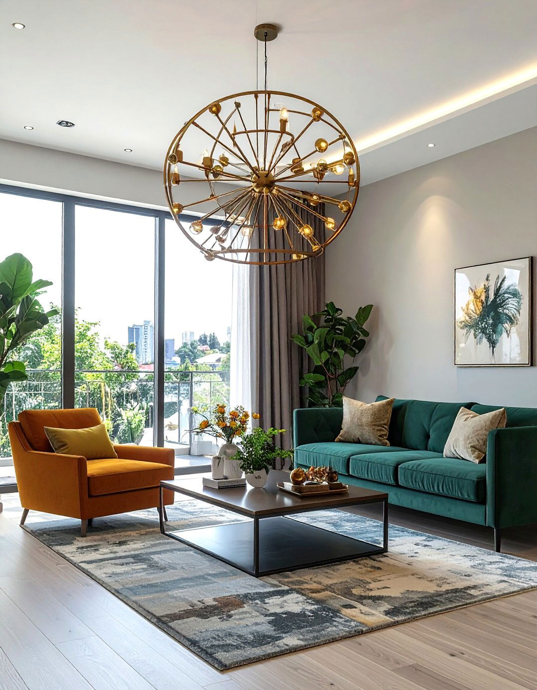 Living Room with a Statement Chandelier - 40 Living Room Decor Ideas for a Cozy and Chic Space