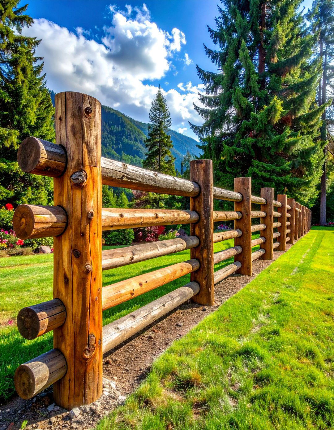 Log and Timber Garden Fence - 40 Garden Fence Ideas to Enhance Your Outdoor Space