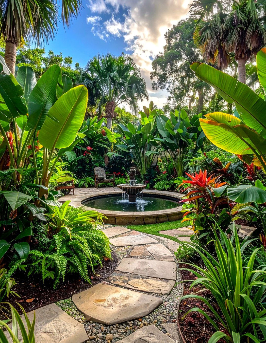 Lush Tropical Garden Sanctuary - 30 Florida Backyard Ideas for a Tropical Oasis