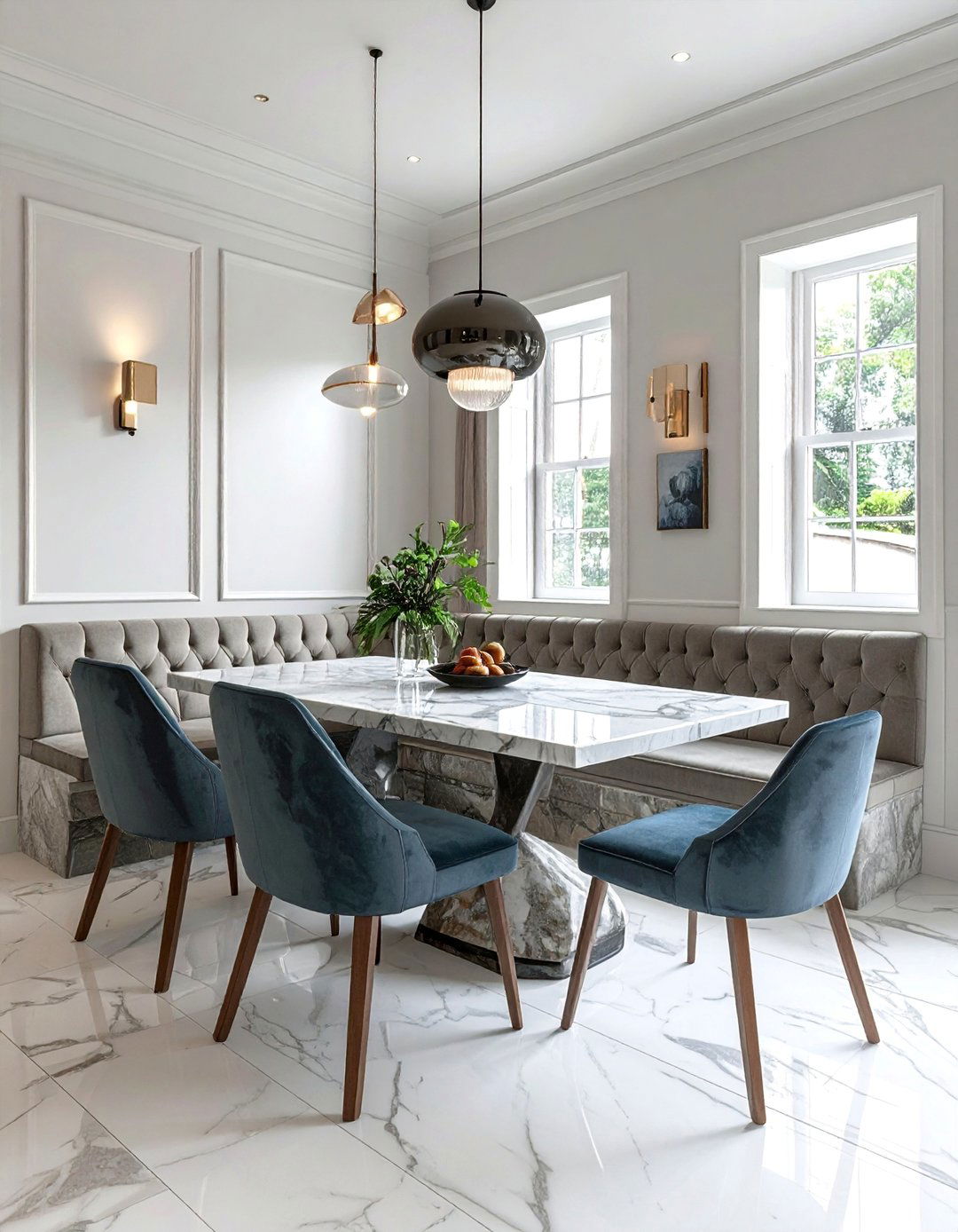 Luxurious Marble Banquette Base - 40 Banquette Seating Ideas for Stylish Dining