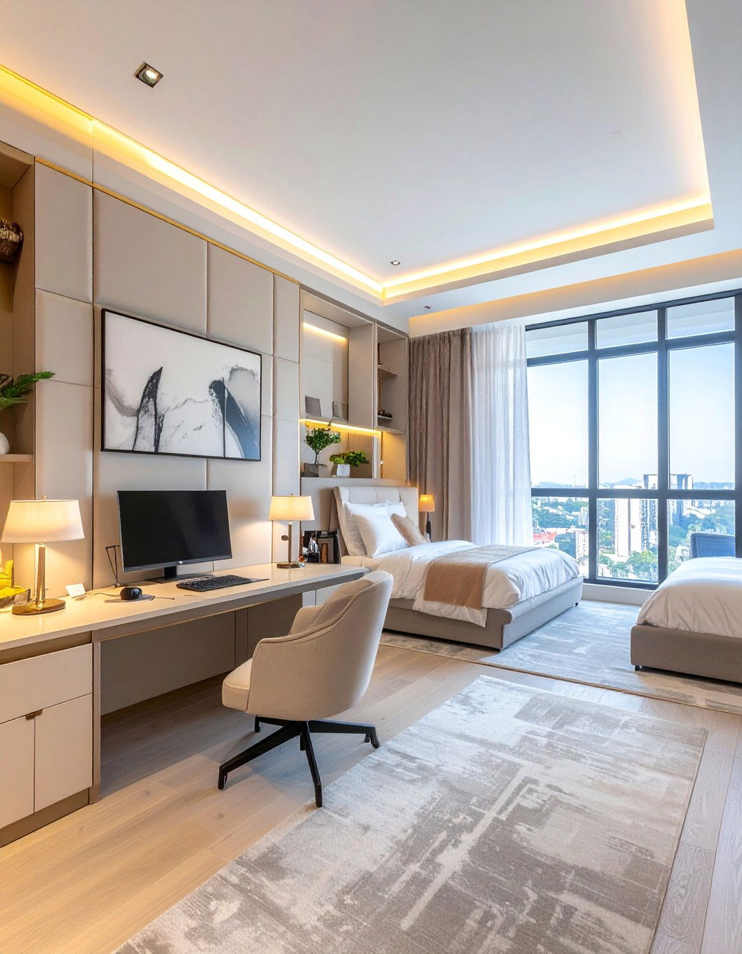 Luxury Hotel Inspired Design - 40 Bedroom Office Ideas for a Productive Space