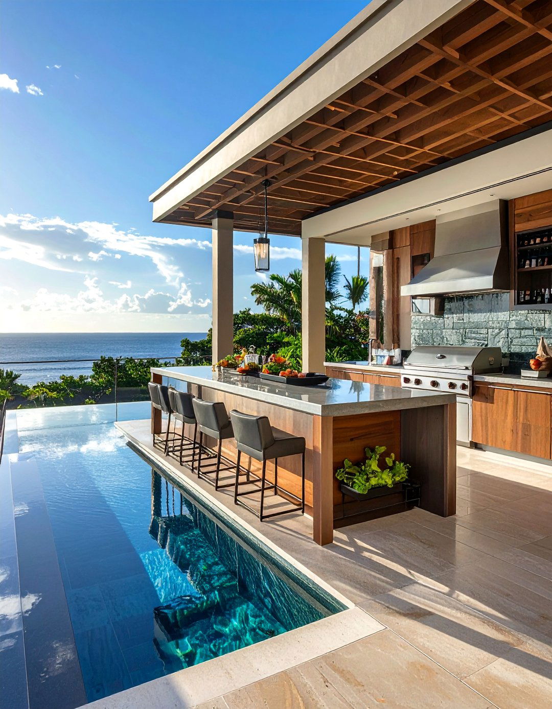 Luxury Resort Infinity Kitchen - 20 Outdoor Kitchen with a Gazebo Ideas for Entertaining