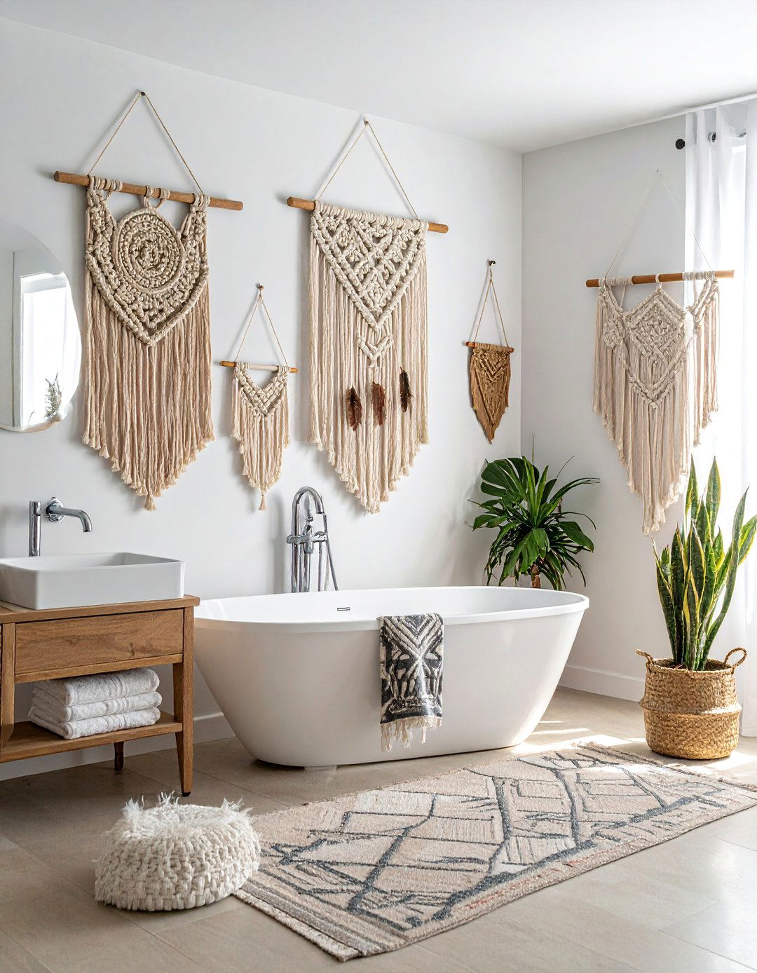 Macrame Wall Art Gallery - 25 Boho Bathroom Ideas for a Free-Spirited Retreat