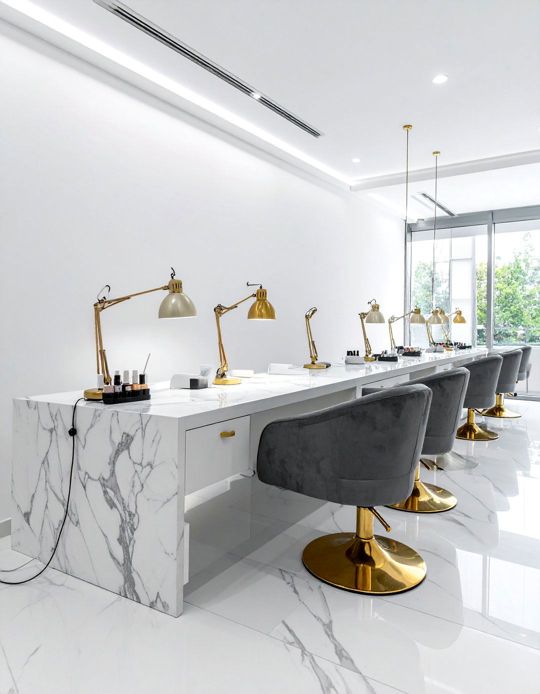 Marble Manicure Station Nail Salon Design - 30 Nail Salon Interior Design Ideas for a Chic Look