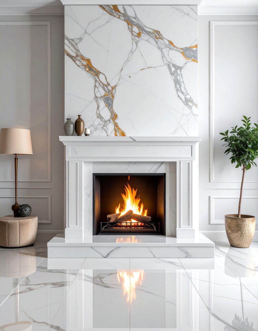 Marble Slab Fireplace Surrounds - 40 Modern Fireplace Ideas to Warm Up Your Home