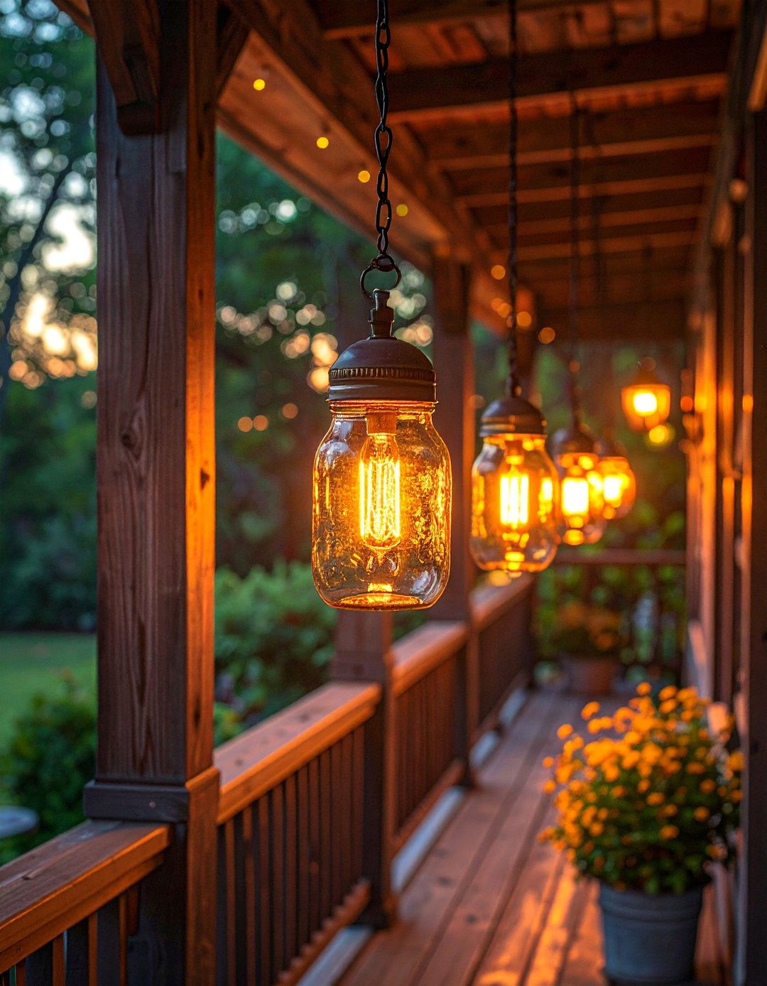 Mason Jar Lighting Collection - 30 Rustic Porch Ideas to Enhance Your Outdoor Space