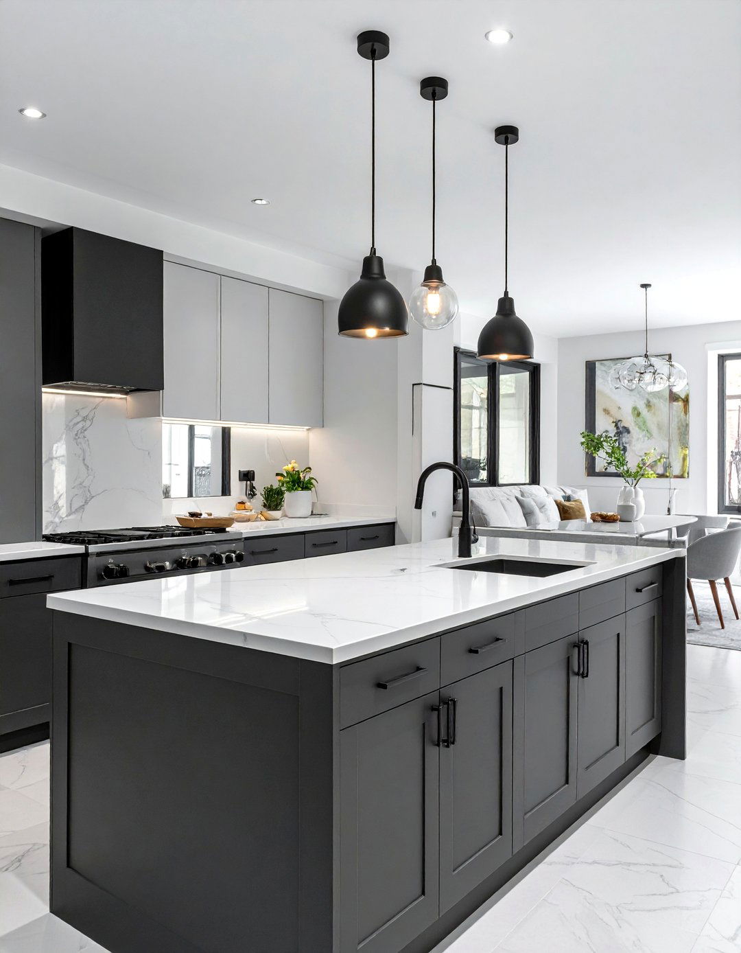 Matte Black Finishes Modern Townhouse Kitchen - 15 Modern Townhouse Kitchen Ideas for Stylish Living