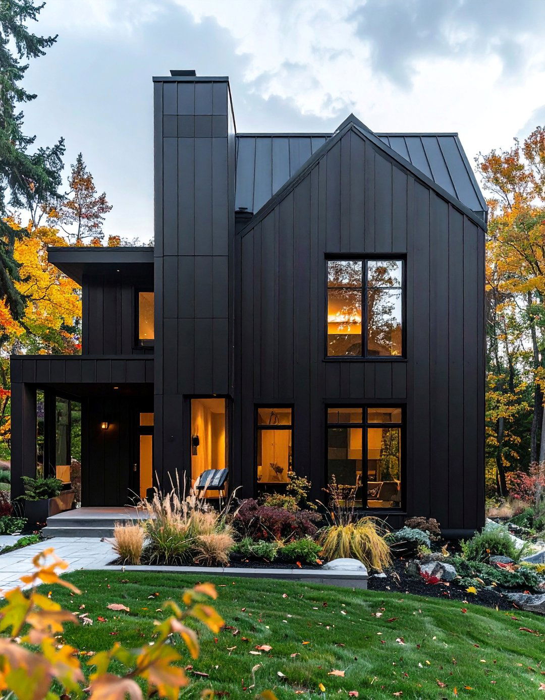 Matte Black Vertical Siding - 40 Black Modern Farmhouse Exterior Design Ideas for a Sleek Look