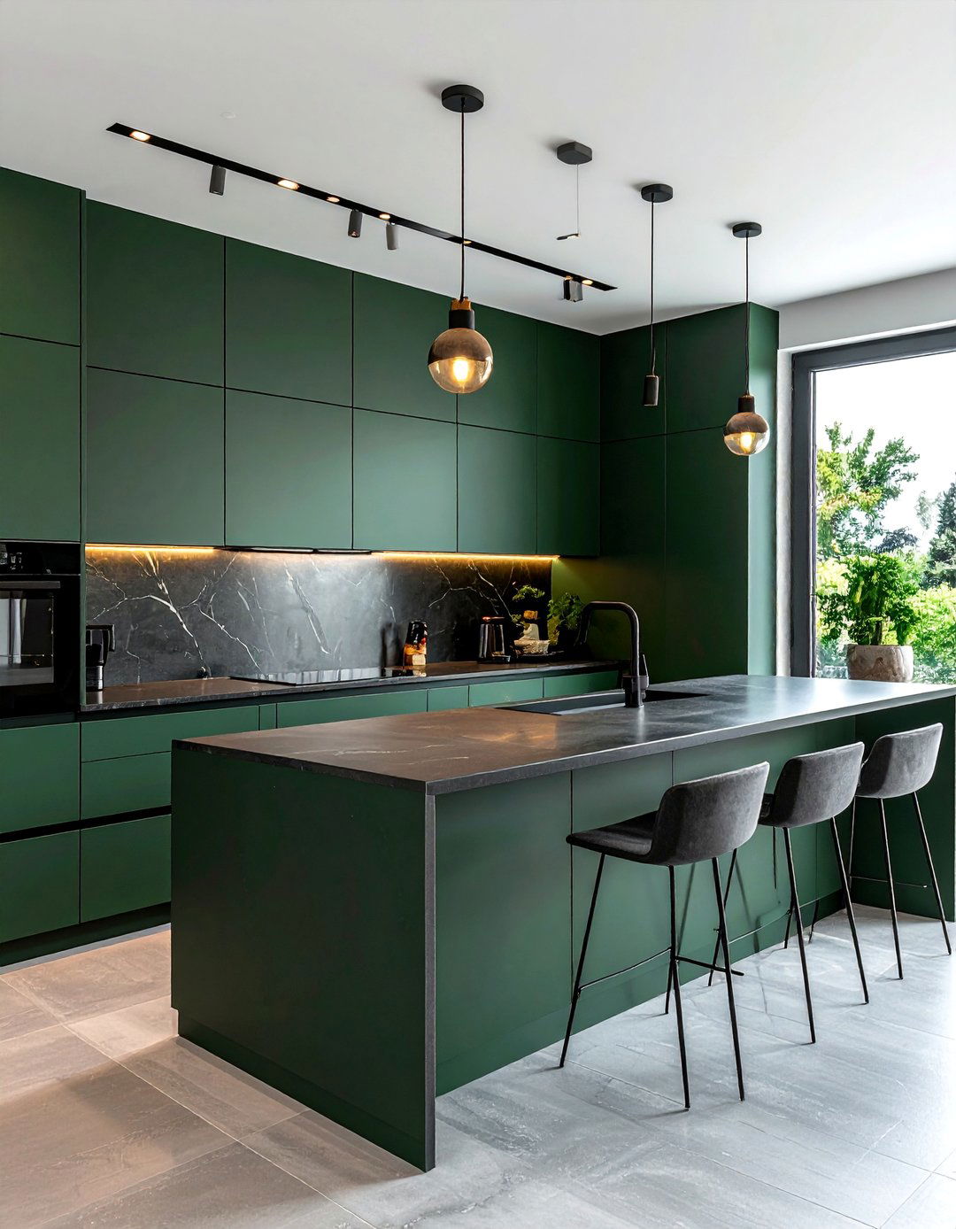 Matte Finish Dark Green Kitchen Cabinets - 40 Dark Green Kitchen Ideas for a Bold and Stylish Look