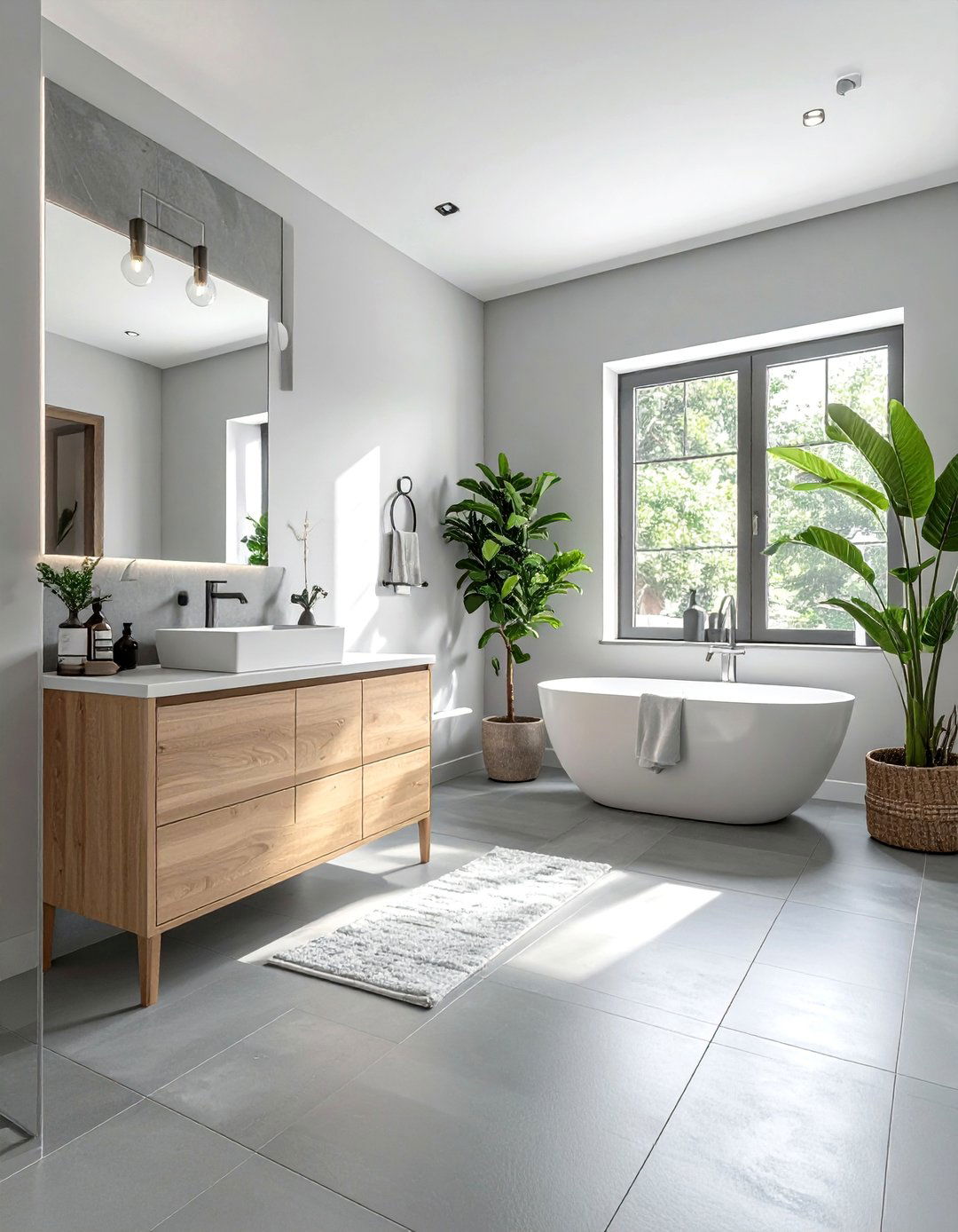 Matte Gray Ceramic Tile Bathroom - 25 Gray Floor Bathroom Ideas for a Modern and Sleek Look