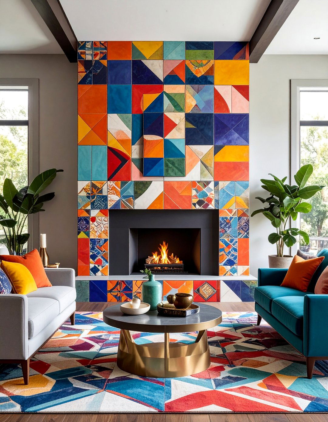 Maximalist Pattern Tile Surrounds - 40 Modern Fireplace Ideas to Warm Up Your Home