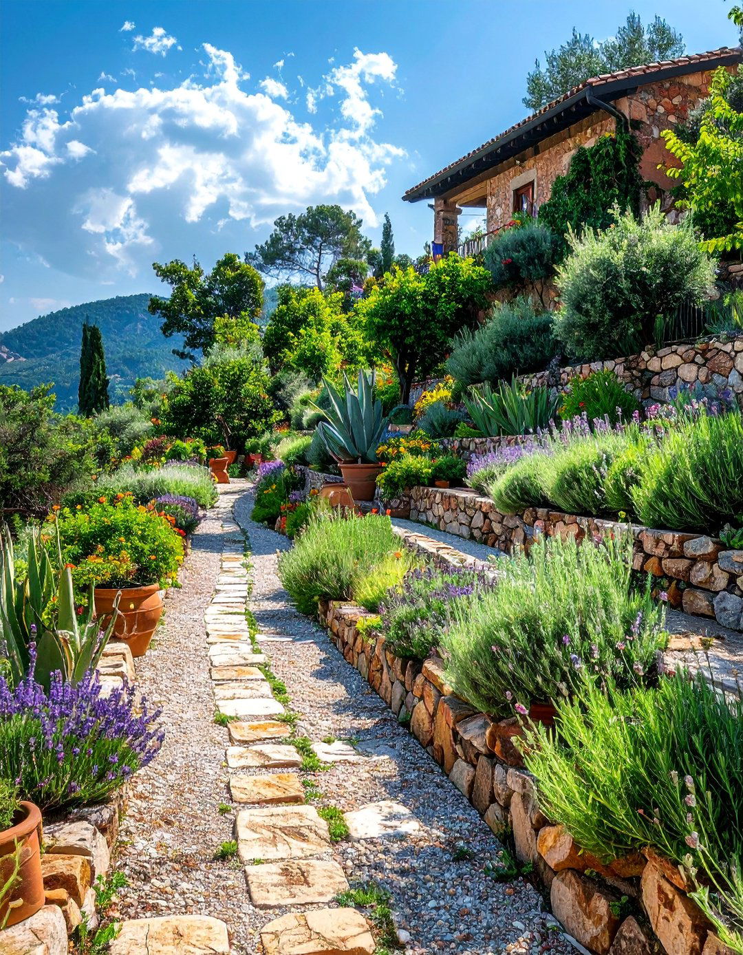 Mediterranean Herb Garden Terraces - 30 Luxury Garden Design Ideas for a Stunning Outdoor Space