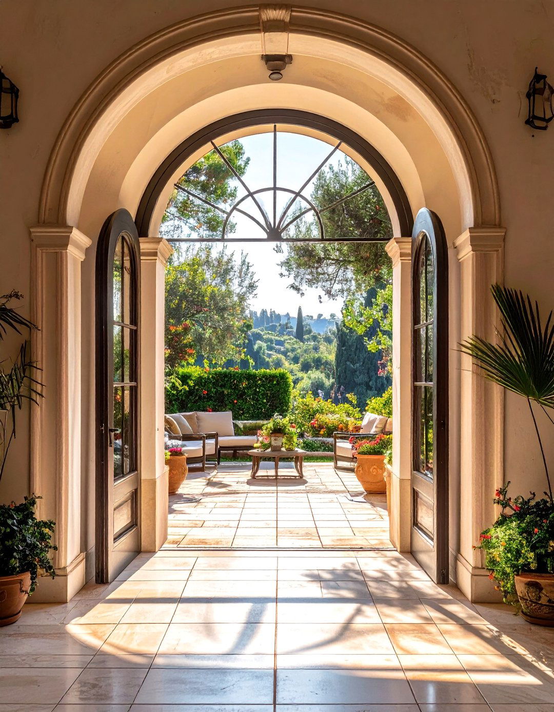 Mediterranean Patio Featuring Arched Doorways and Windows - 25 Mediterranean Patio Ideas for a Relaxing Outdoor Space
