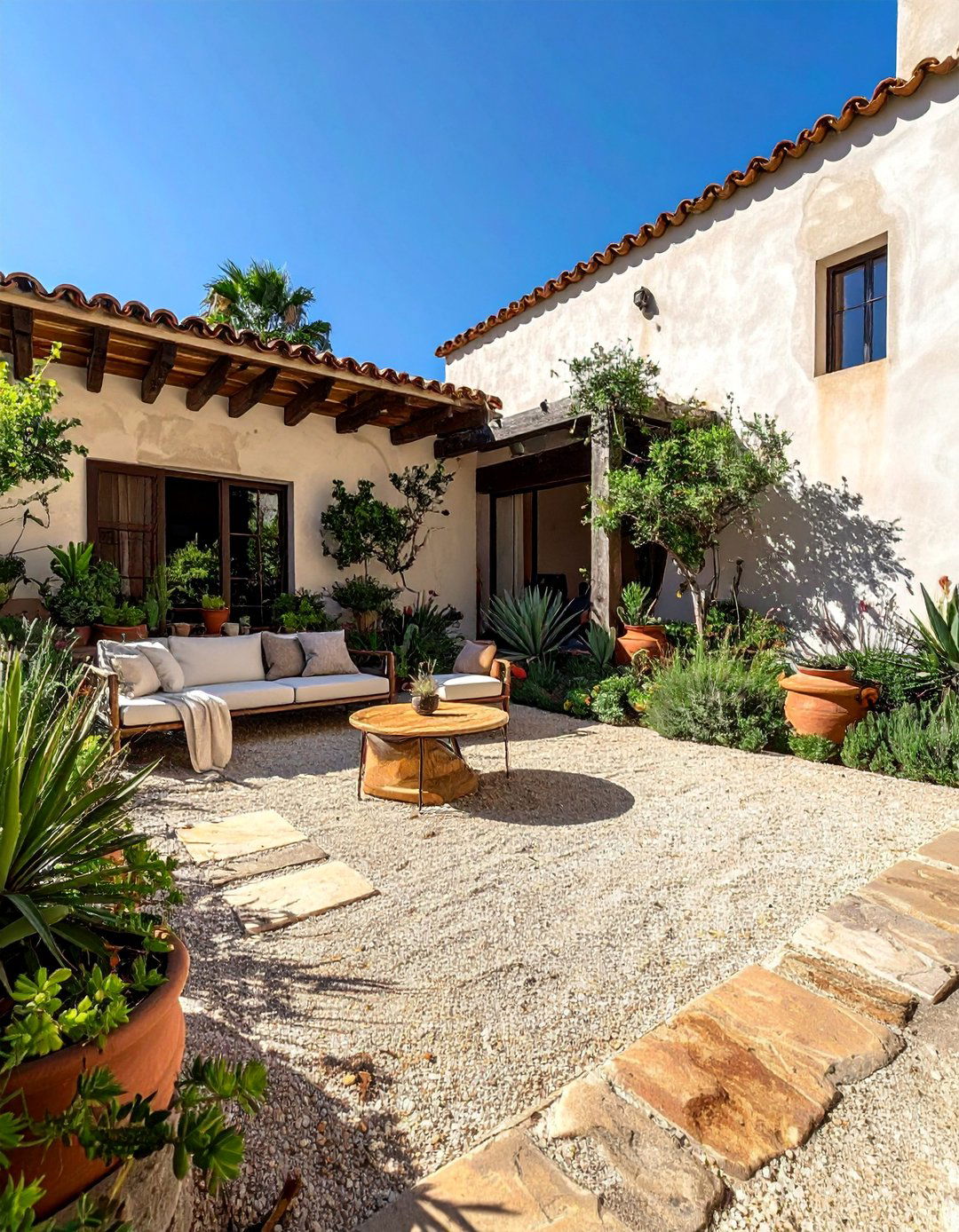 Mediterranean Patio with Gravel or Decomposed Granite Surfaces - 25 Mediterranean Patio Ideas for a Relaxing Outdoor Space