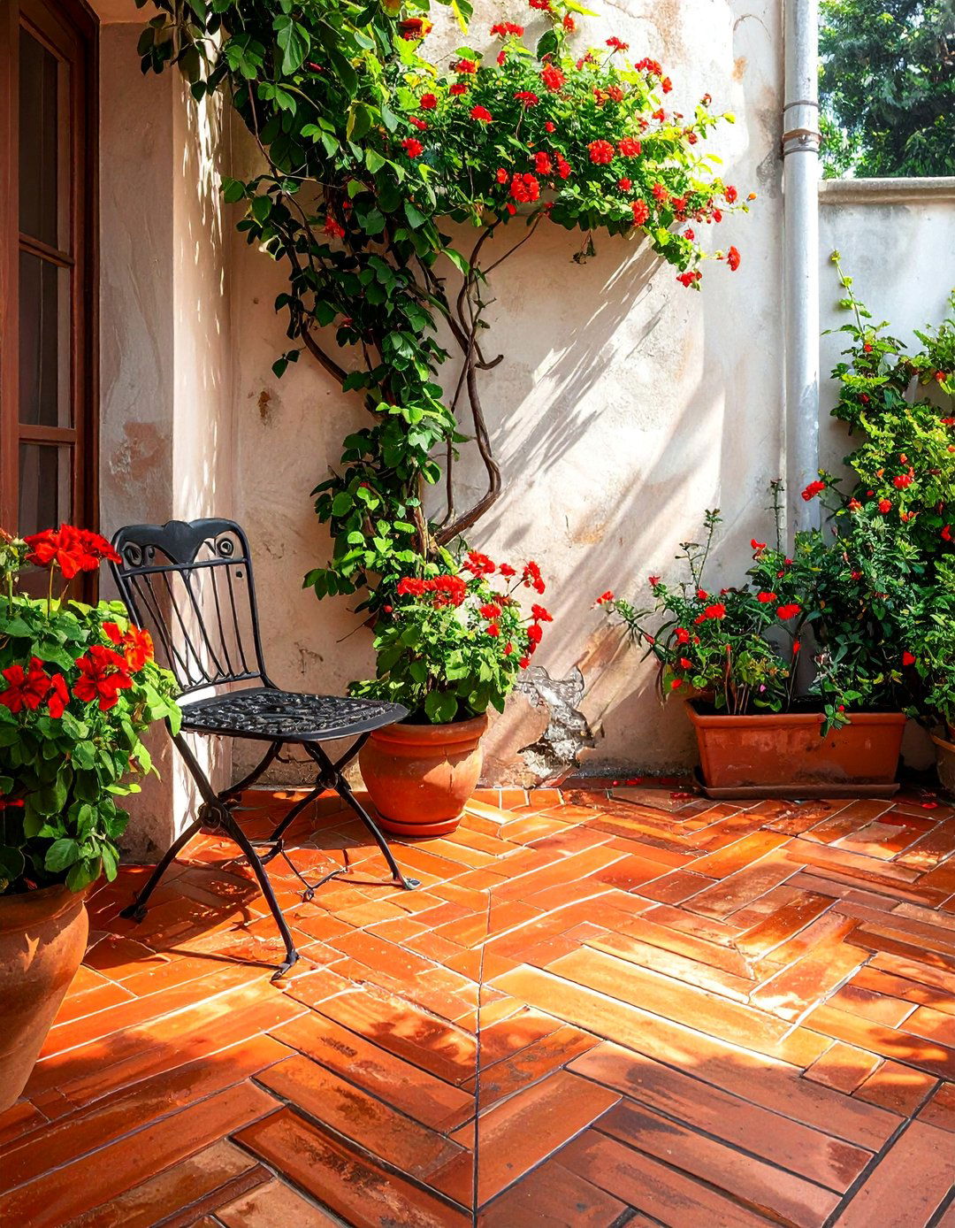 Mediterranean Patio with Terracotta Tile Flooring - 25 Mediterranean Patio Ideas for a Relaxing Outdoor Space