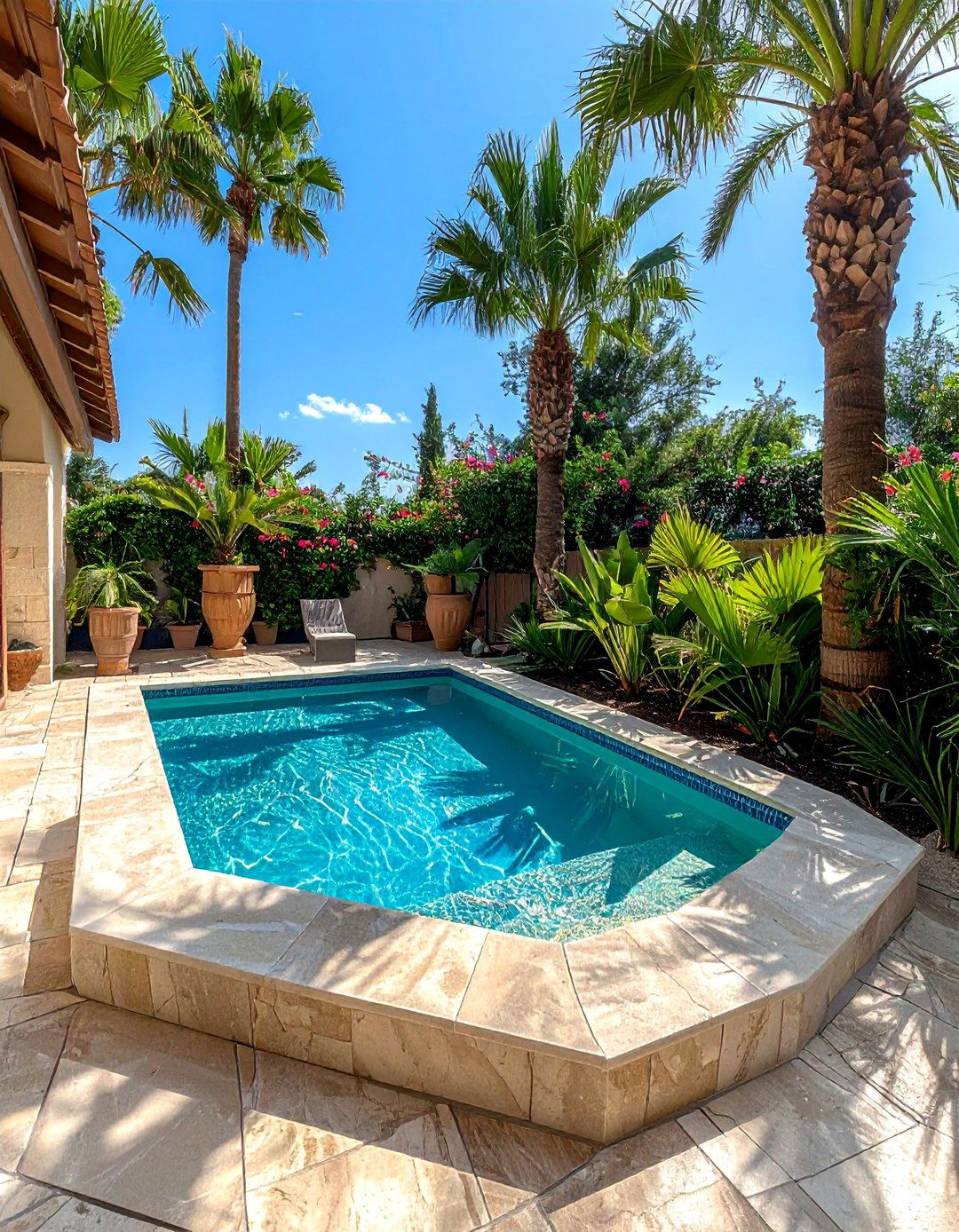 Mediterranean Patio with a Simple Plunge Pool - 25 Mediterranean Patio Ideas for a Relaxing Outdoor Space