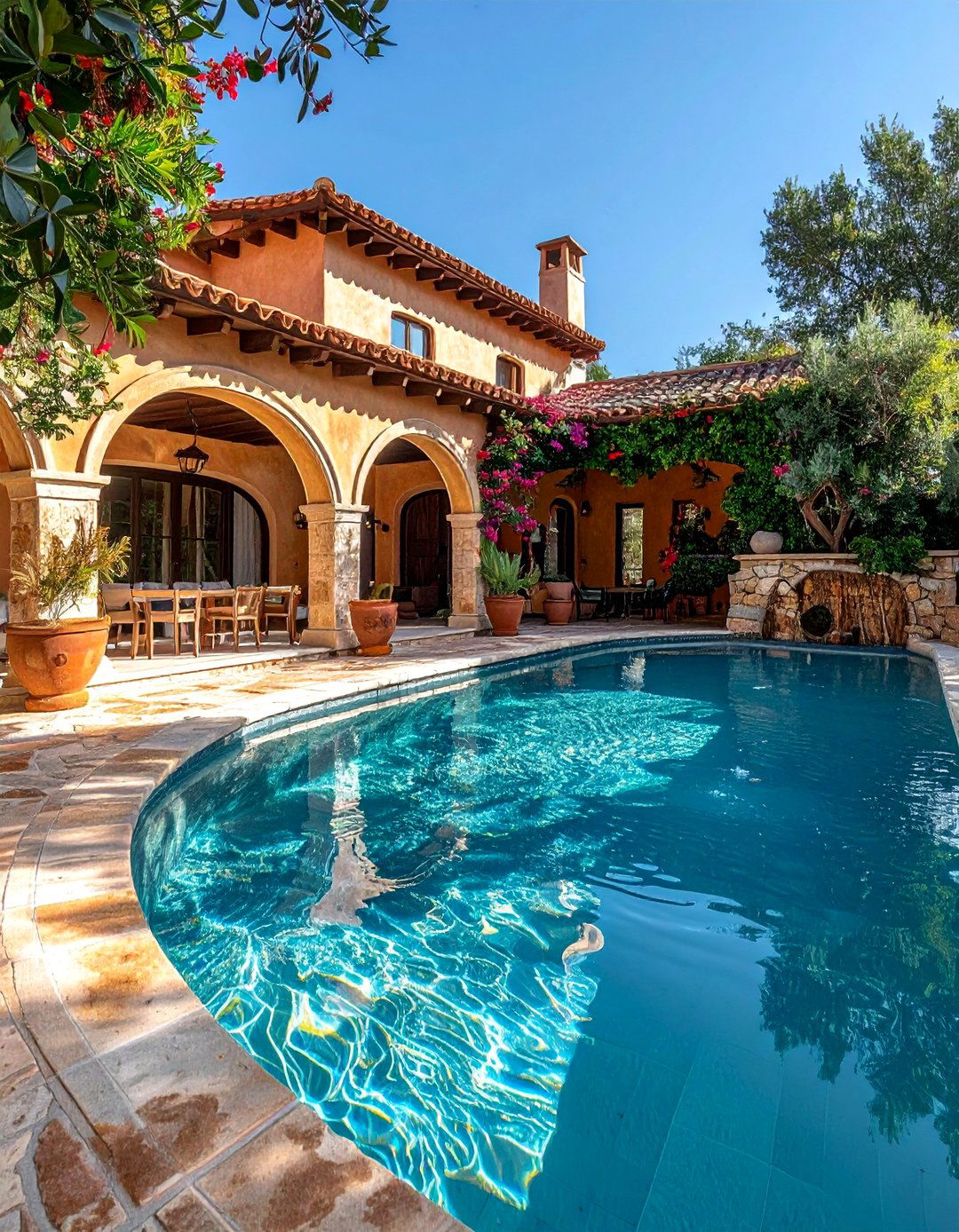 Mediterranean Pool with Natural Stone - 30 Luxury Swimming Pool Design Ideas for Your Backyard