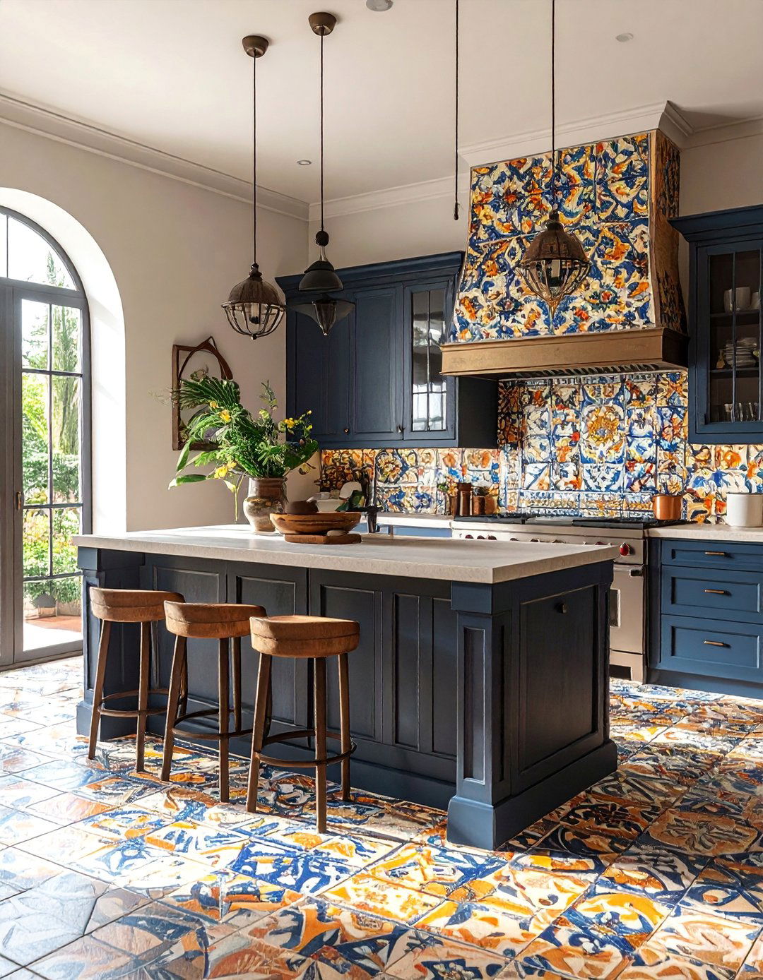 Mediterranean Tile Accents - 40 Kitchen Island Ideas for Spacious Kitchens