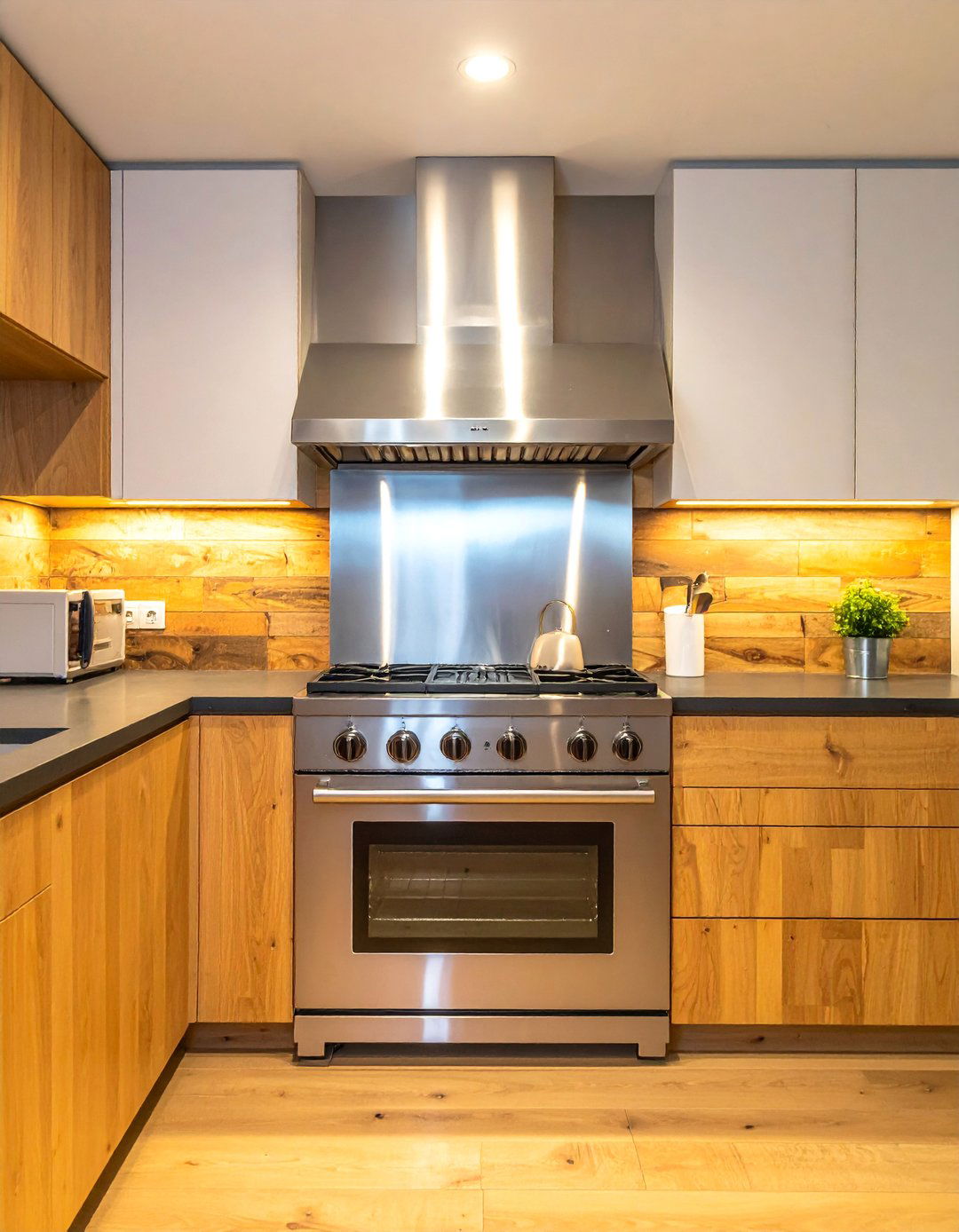 Metal Accented Shiplap Backsplash - 30 Shiplap Backsplash Ideas for Your Kitchen Makeover