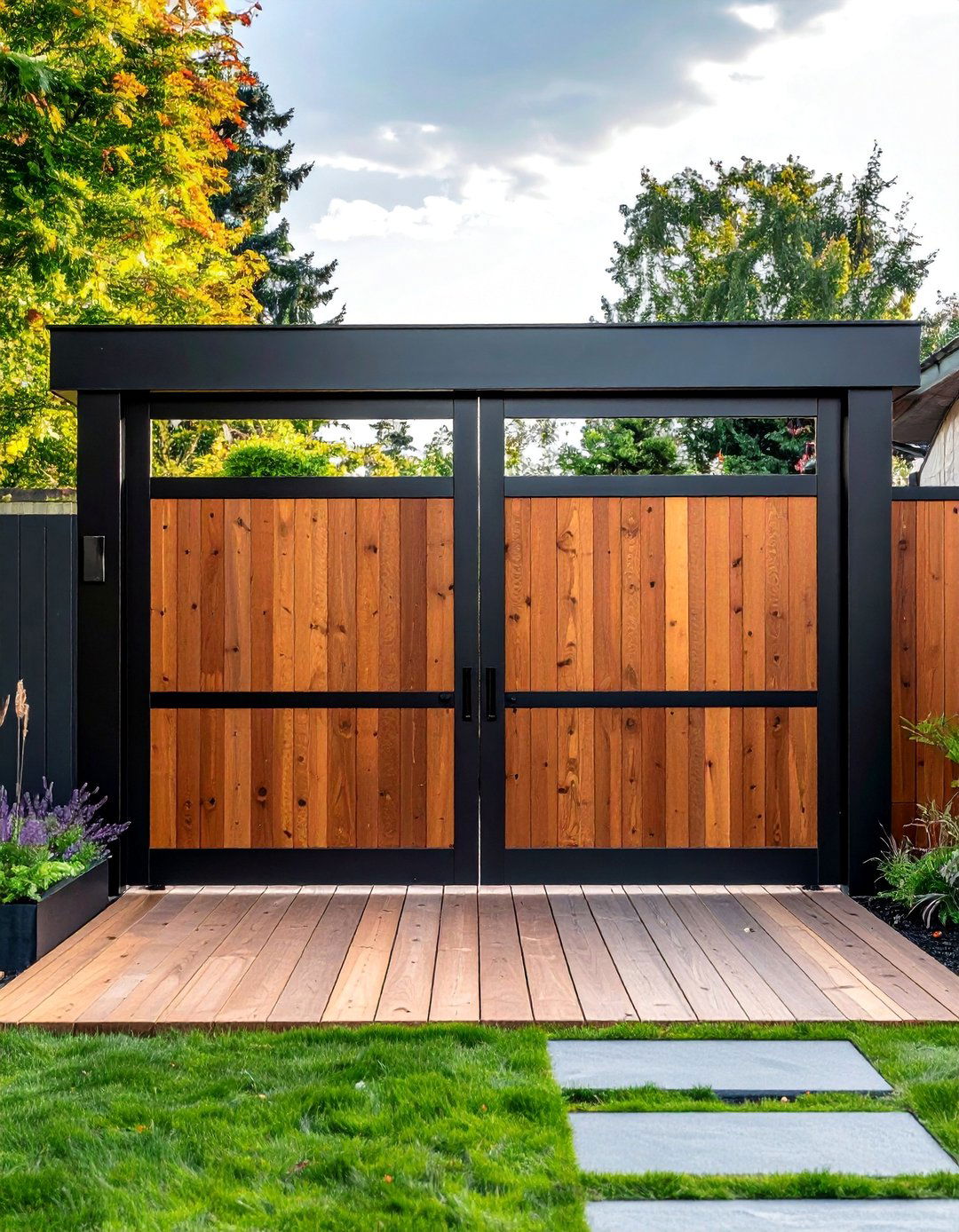 Metal and Wood Combination Garden Gate - 25 Metal Garden Gate Ideas for a Stylish Entrance